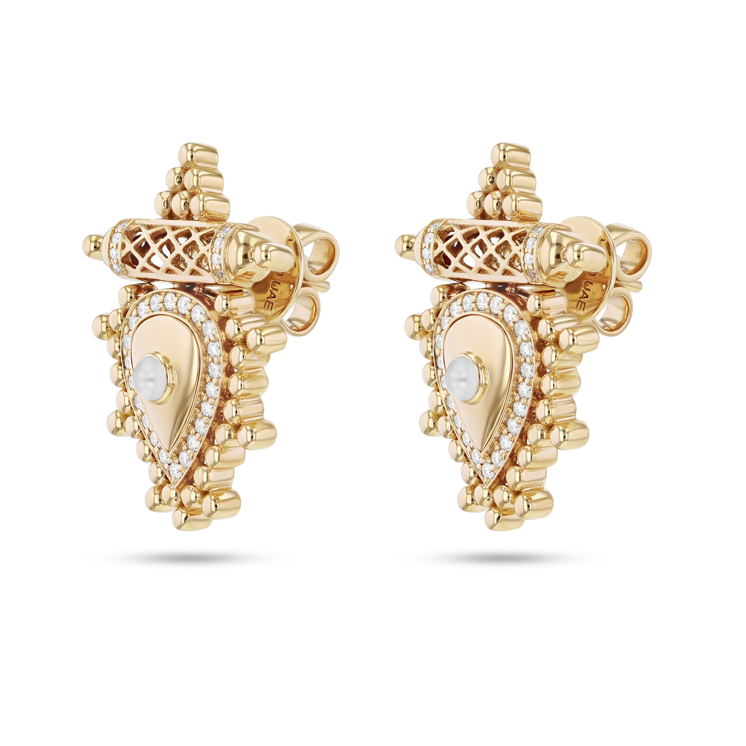 Al Qasr Small Earrings – Pearl | Yellow Gold