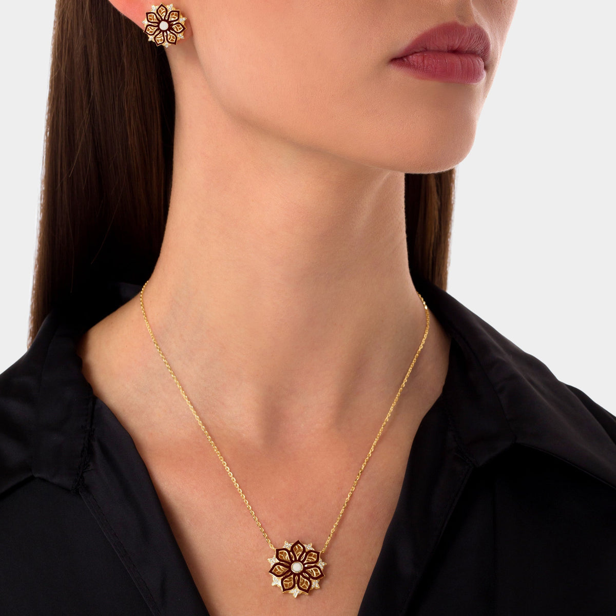 AURA Bloom Necklace Small#Gold_Yellow Gold