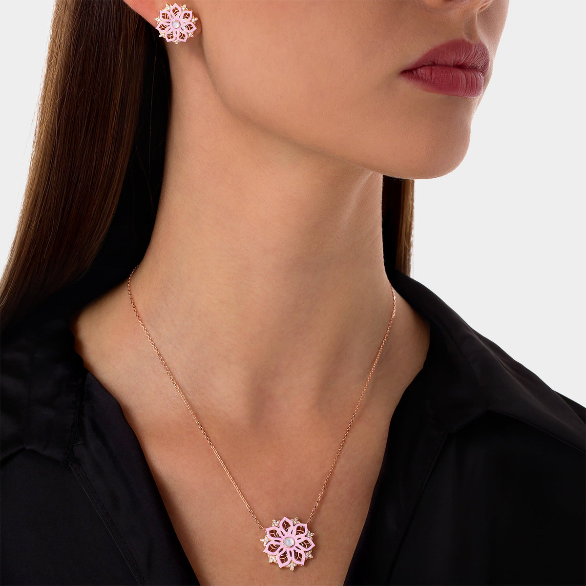 AURA Bloom Earrings#Gold_Rose Gold