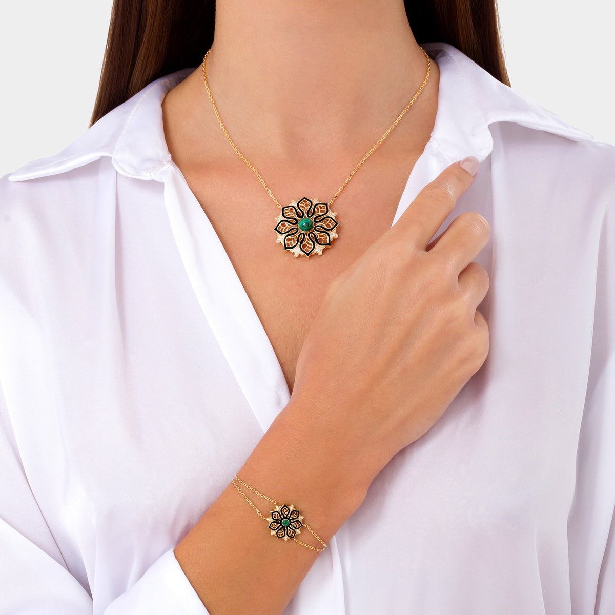 AURA Bloom Necklace Large#Gold_Yellow Gold
