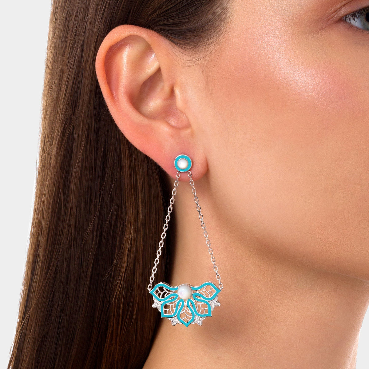 AURA Rise Earrings Medium#Gold_White Gold