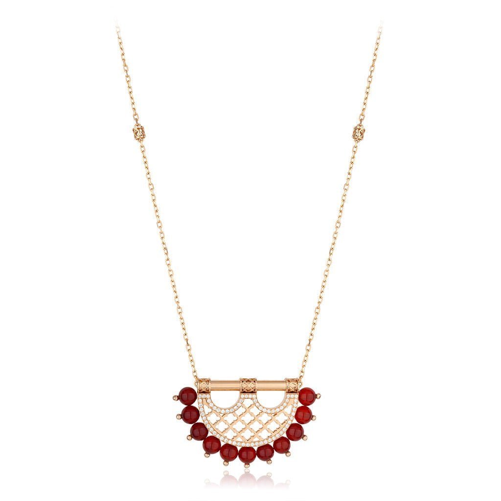 Heritage Pearl Pendant in Small Border Diamond — Agate#Stone_Agate