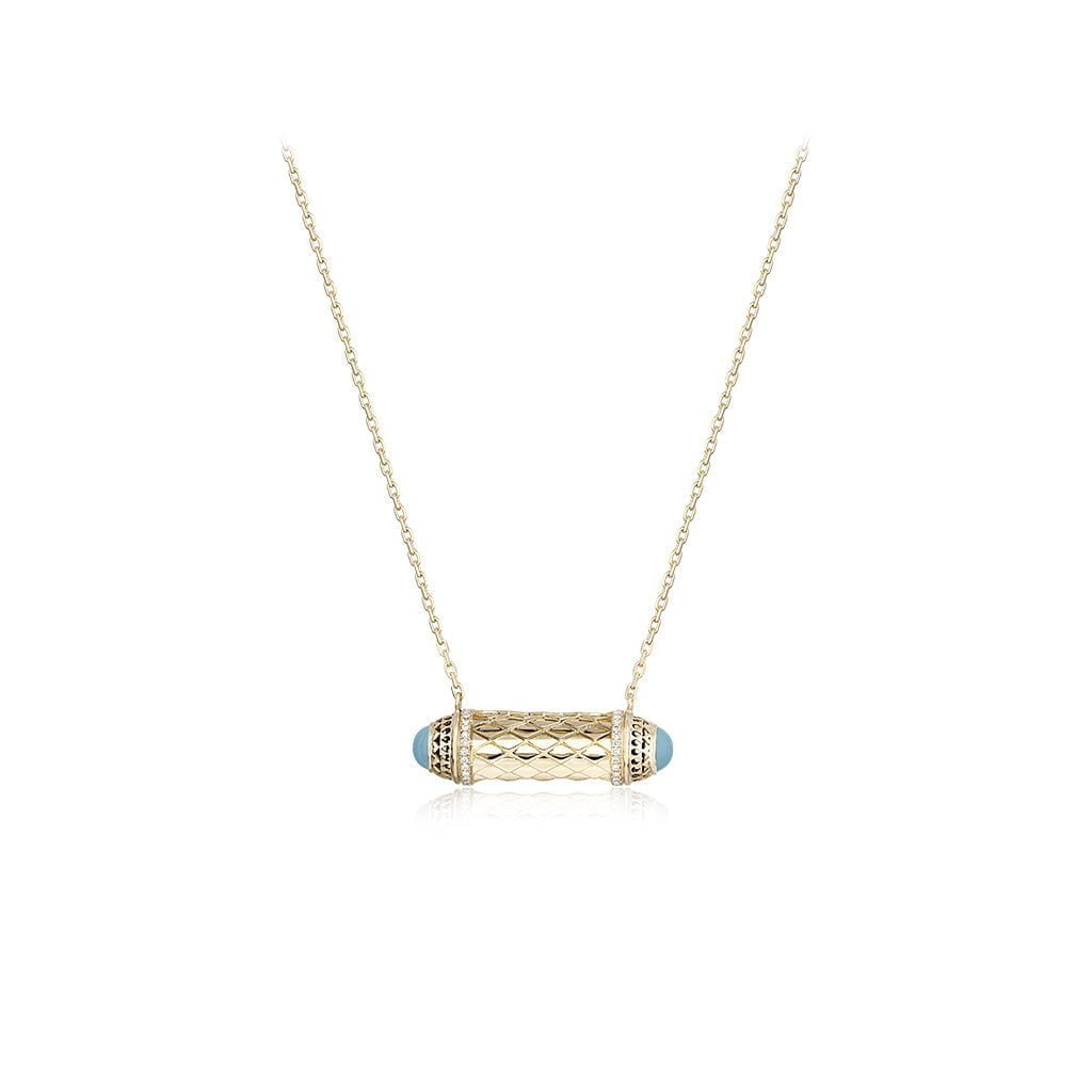 Al Noor Harmony Mini Pendant in Turquoise - Misk Dubai,Necklaces, al-noor-harmony-mini-pendant-in-turquoise-1, , Misk Dubai, Misk, Misk Jewellery, Misk Jewelry, Gold, Emirati Gold, Emirati Design, Jewelry Emirati, Saudi Jewelry, Gold Saudi Arabia, Dubai, Abu Dhabi, Saudi Arabia, KSA, UAE, United Arab Emirates, 18kt, مجوهرات , مجوهرات مسك, مجوهرات اماراتية , دهب , سعودية ذهب
