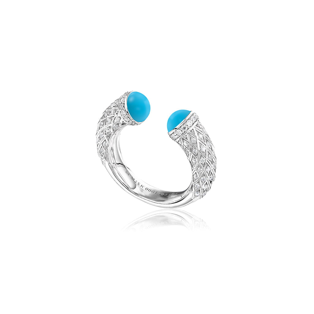 Harmony Open Turquoise Ring Full Diamond