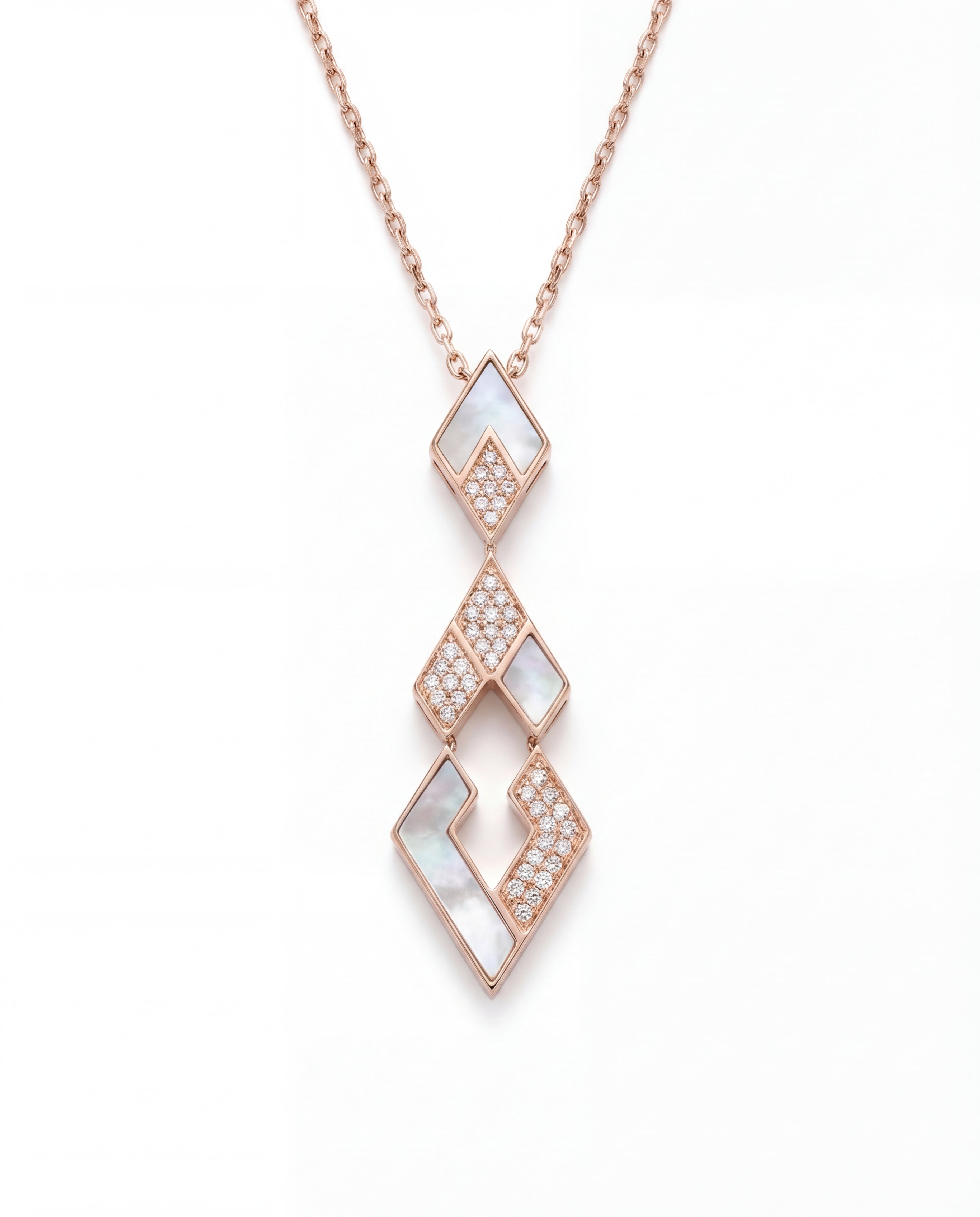Eternity Small Pendant- Rose Gold, Mother of Pearl & Diamonds