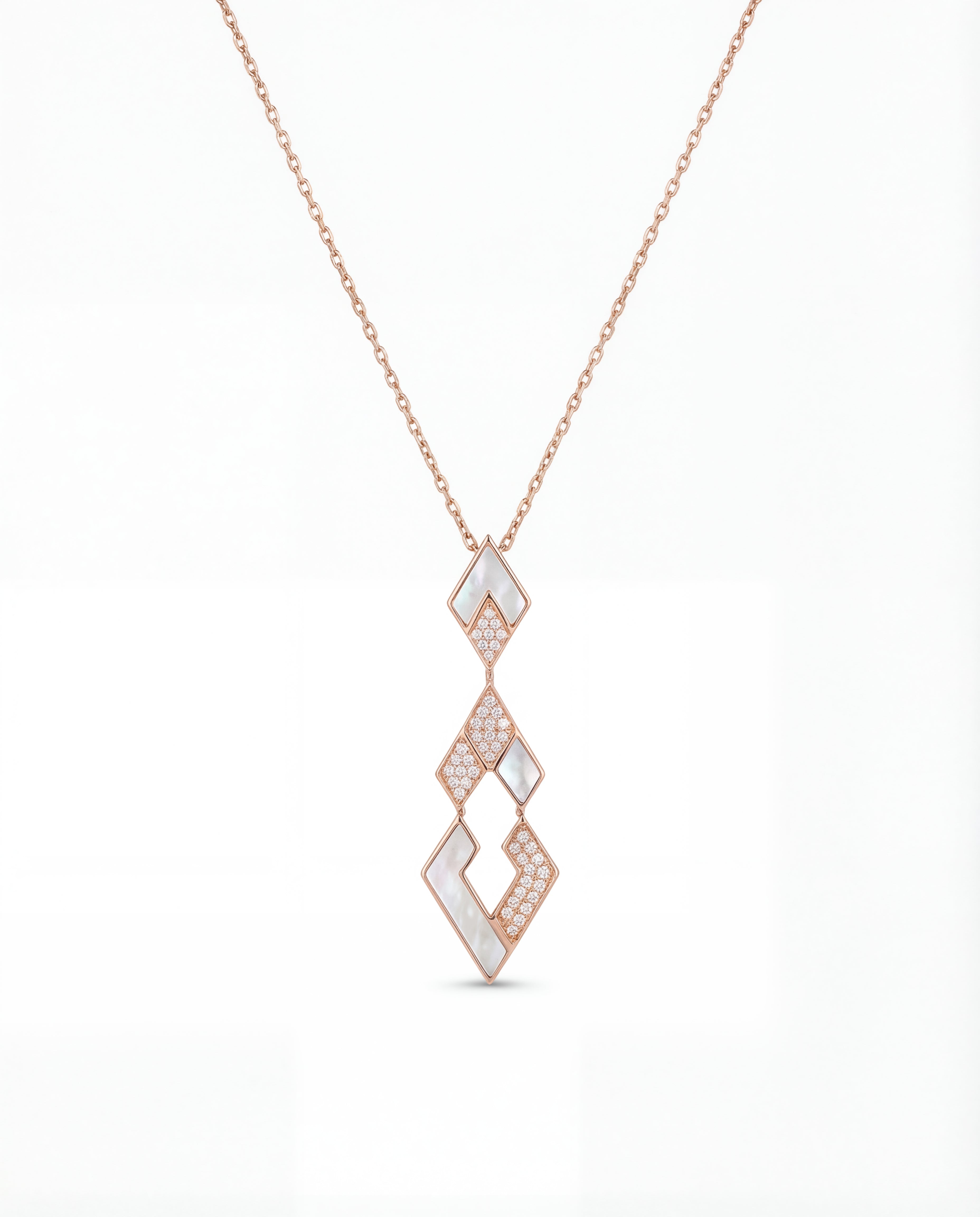 Eternity Small Pendant- Rose Gold, Mother of Pearl & Diamonds
