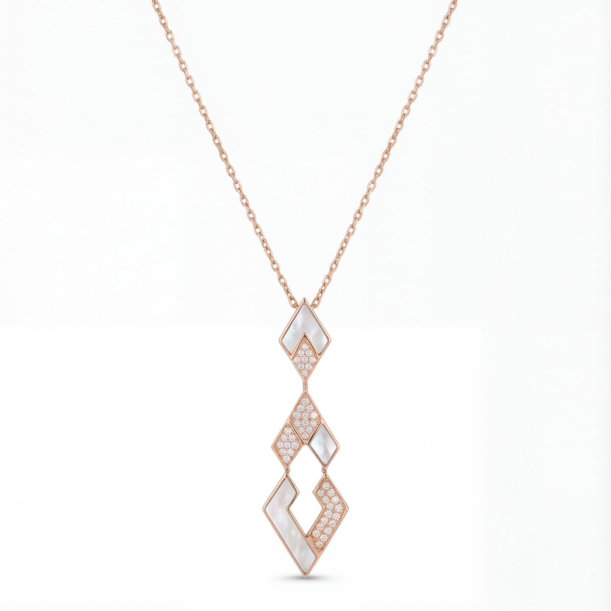 Eternity Small Pendant- Rose Gold, Mother of Pearl & Diamonds