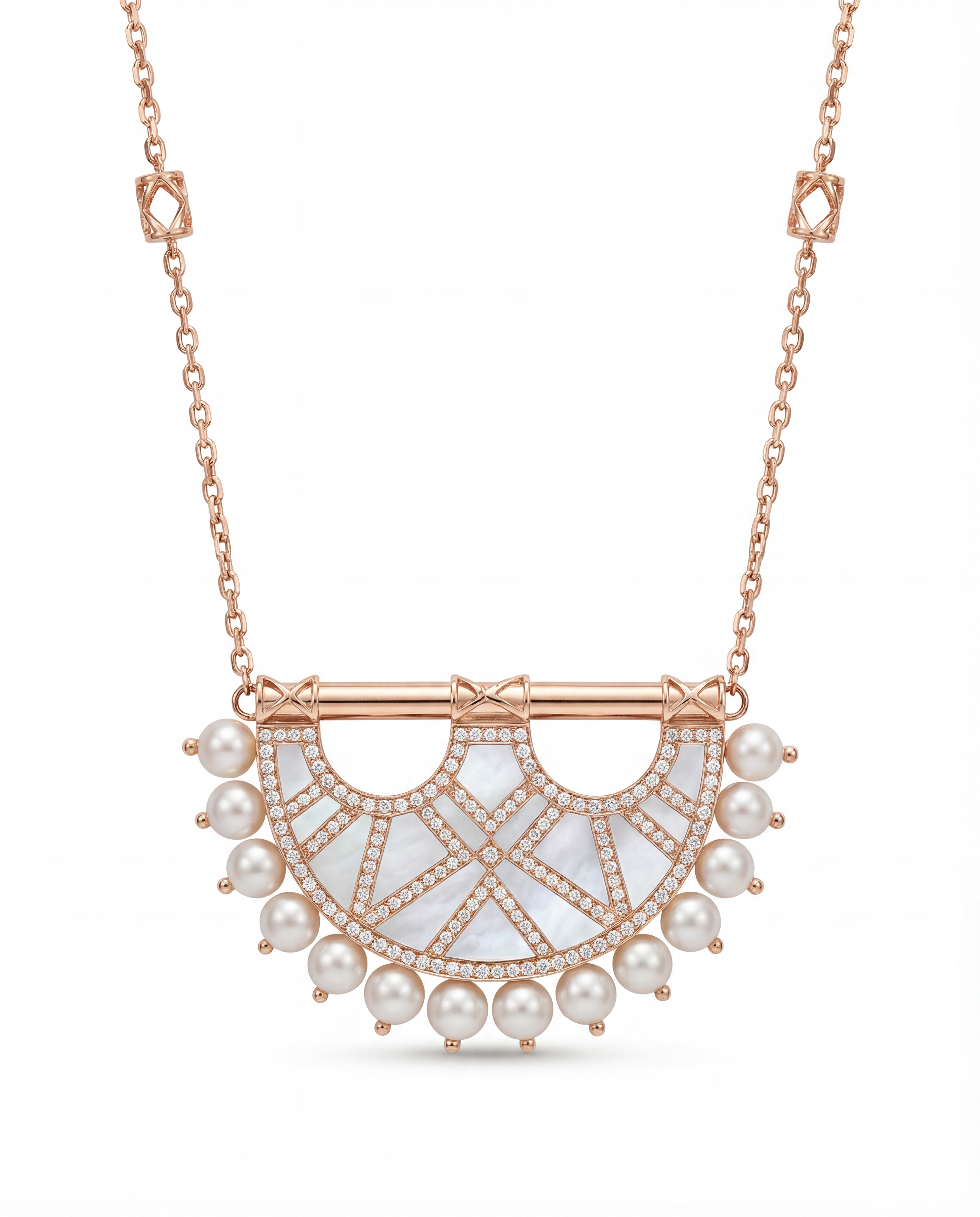 Heritage Mother of Pearl Pendant in Medium 2 Size- Pearl Rose Gold