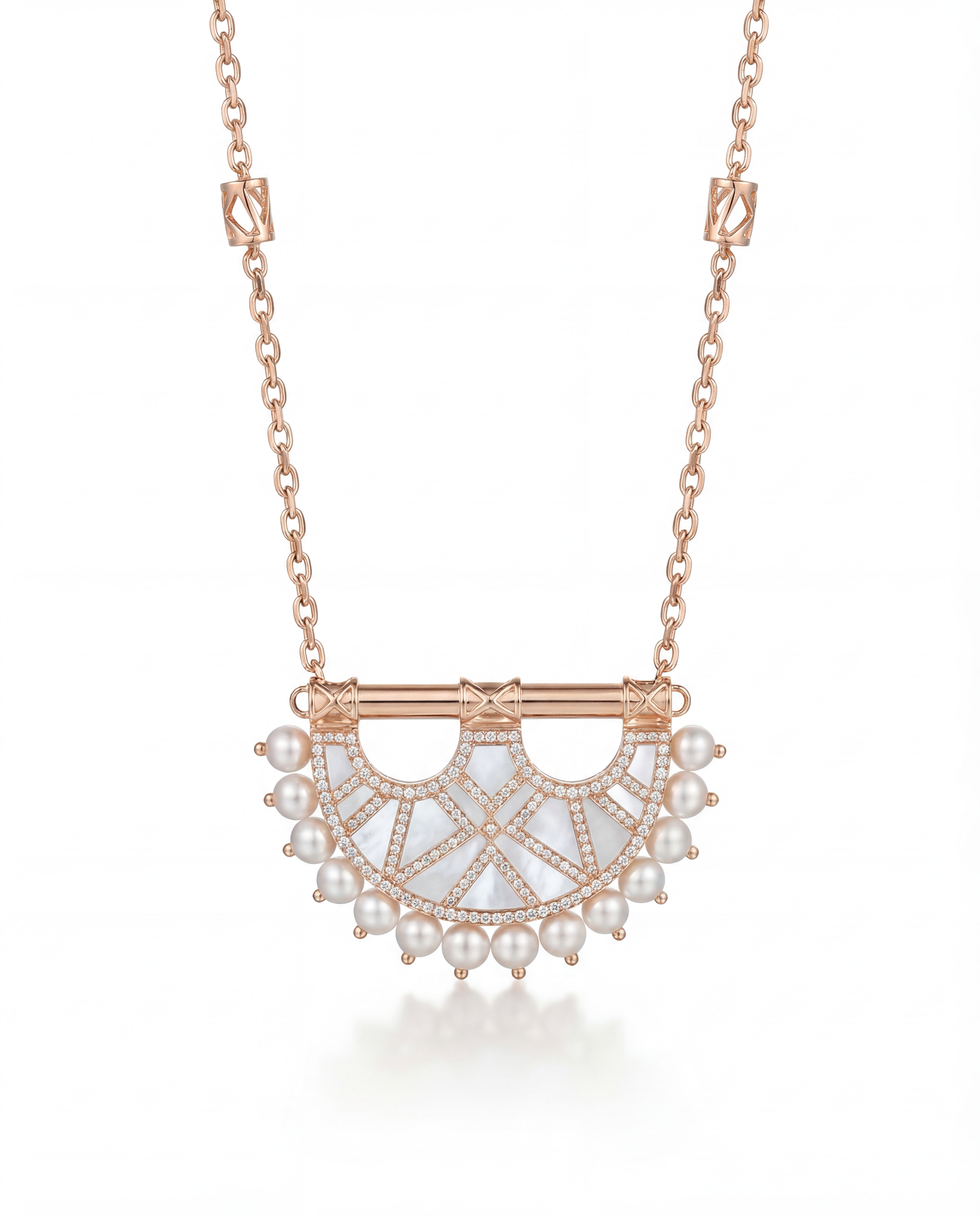 Heritage Mother of Pearl Pendant in Medium 2 Size- Pearl Rose Gold