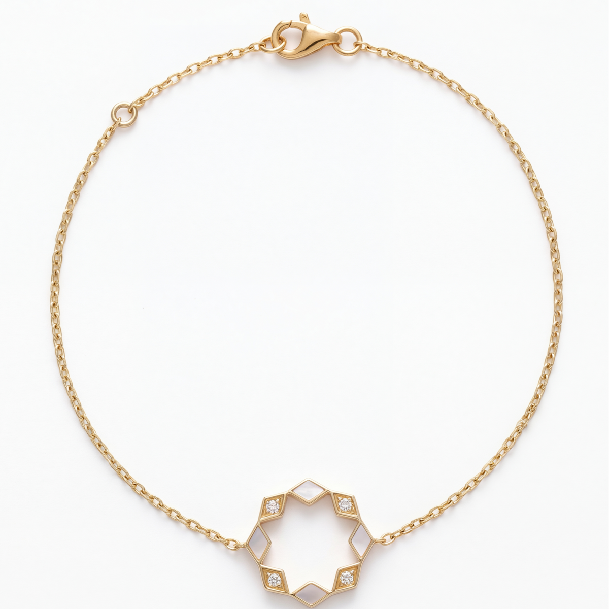 Eternity Round Mother of Pearl Bracelet#Gold_White Gold