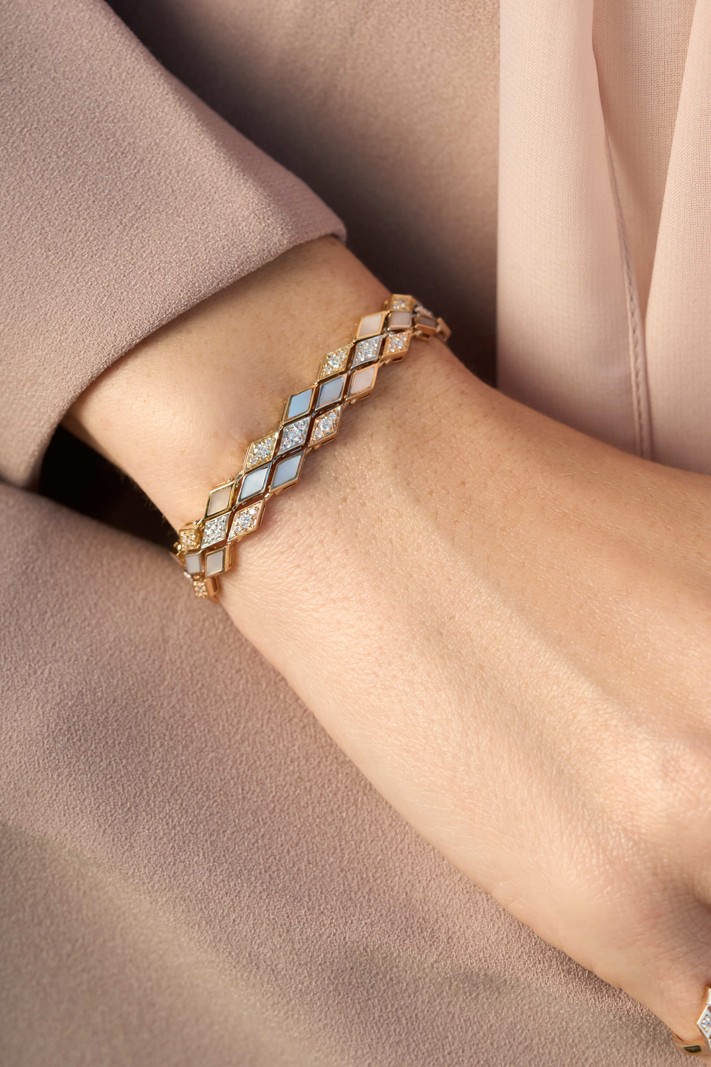 Eternity Mother of Pearl Bracelet- White Gold