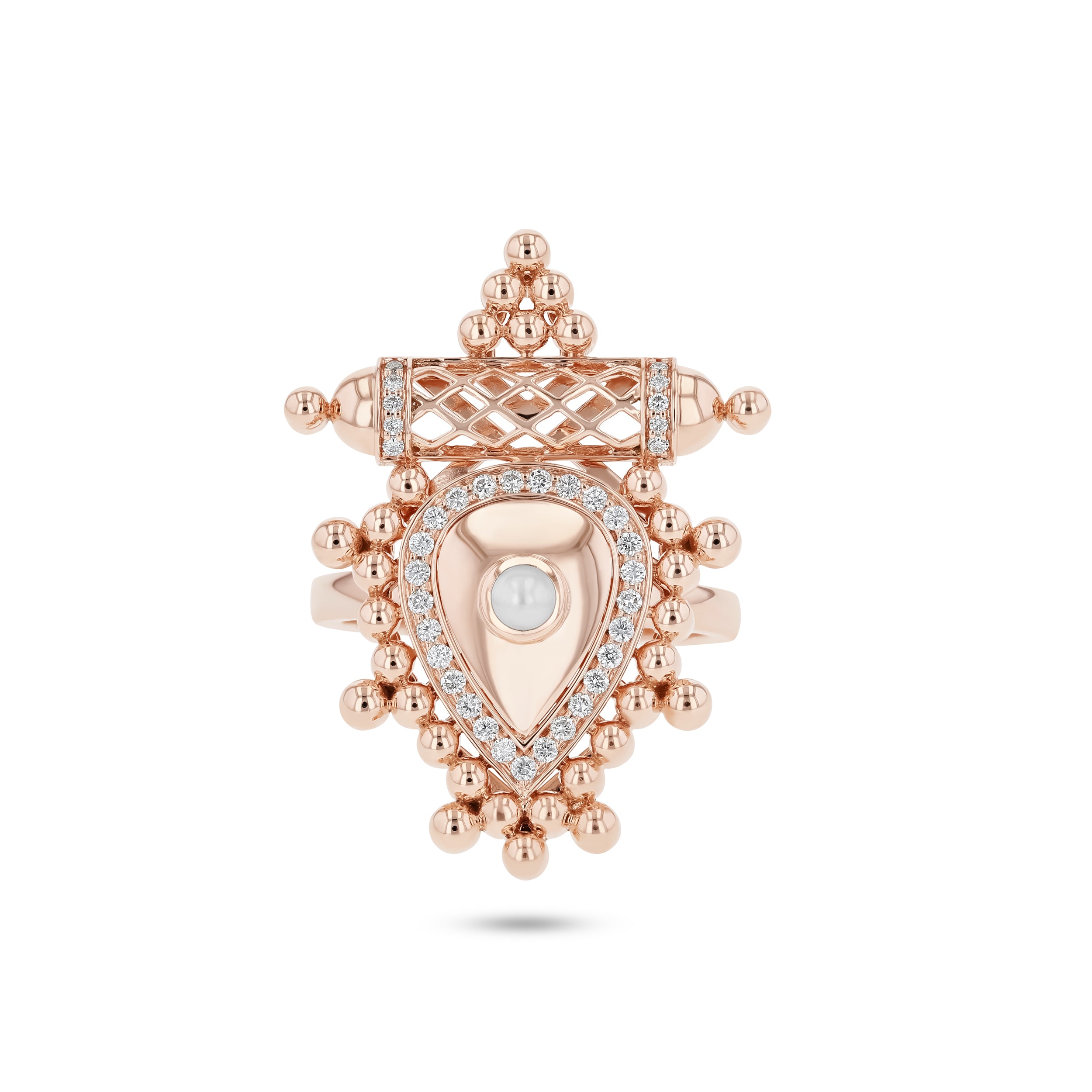 Al Qasr Large Ring – Pearl | Rose Gold