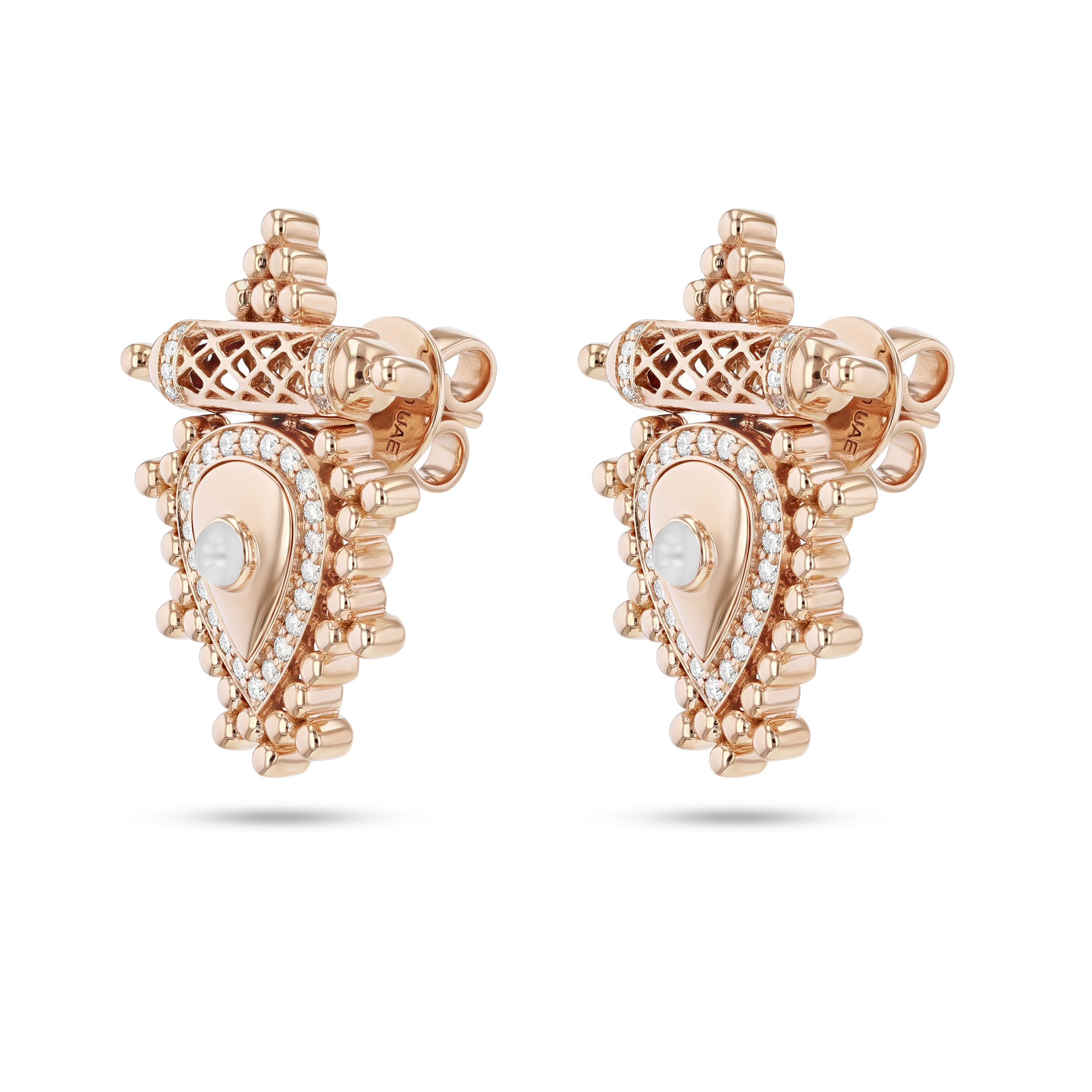 Al Qasr Small Earrings – Pearl | Rose Gold