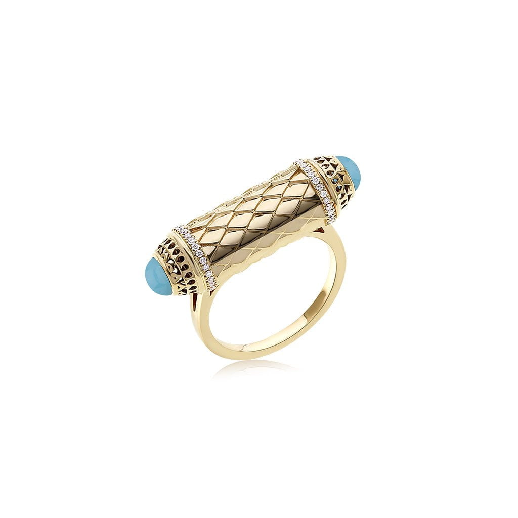 Al Noor Harmony Turquoise Ring - Misk Dubai,RINGS, al-noor-harmony-turquoise-ring-3, , Misk Dubai, Misk, Misk Jewellery, Misk Jewelry, Gold, Emirati Gold, Emirati Design, Jewelry Emirati, Saudi Jewelry, Gold Saudi Arabia, Dubai, Abu Dhabi, Saudi Arabia, KSA, UAE, United Arab Emirates, 18kt, مجوهرات , مجوهرات مسك, مجوهرات اماراتية , دهب , سعودية ذهب