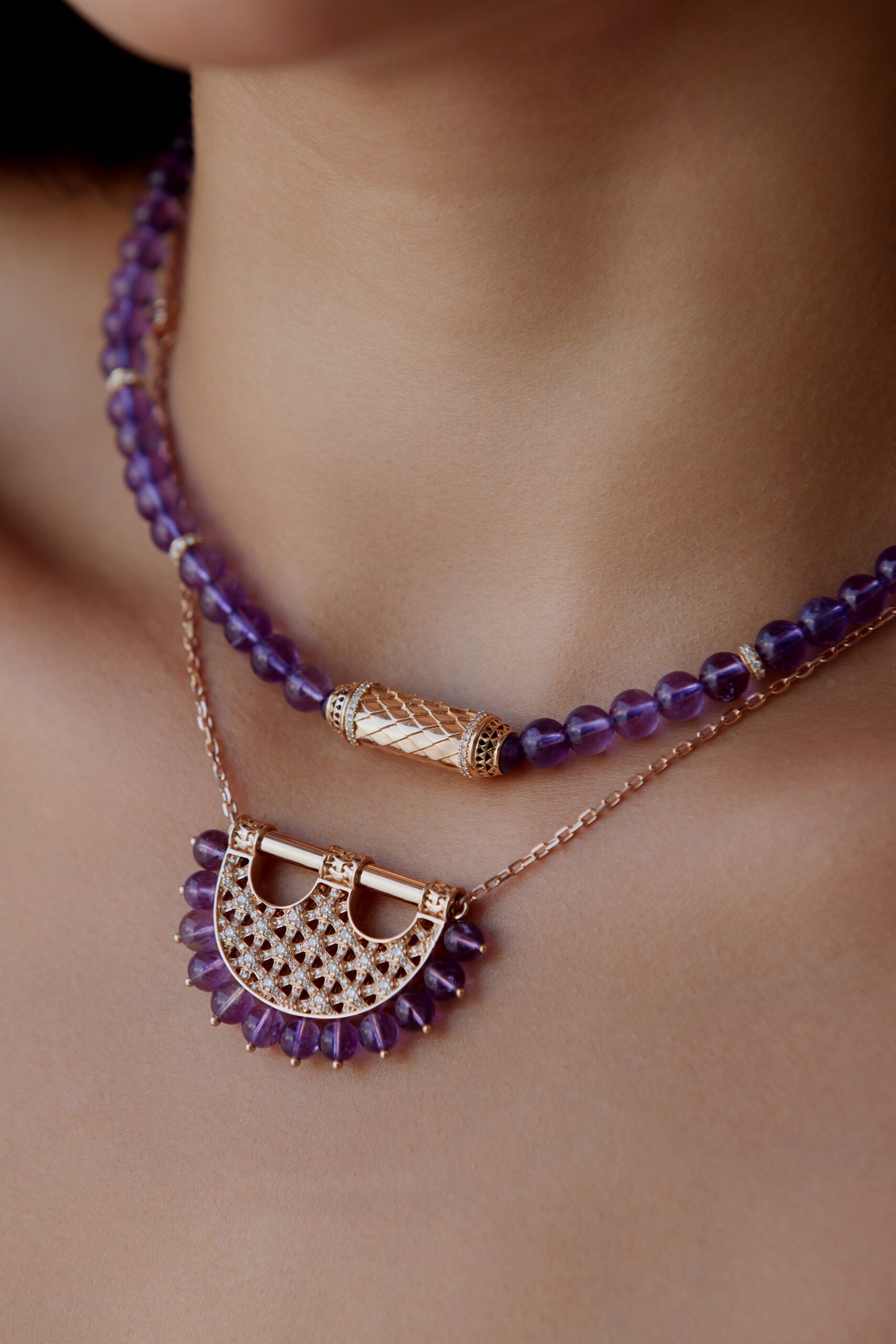 Harmony Lapis Lazuli Beads Necklace Border Diamond