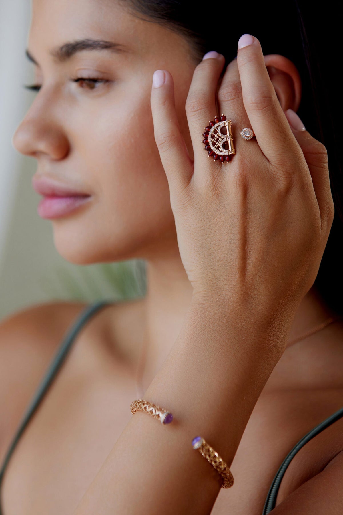 Heritage Malachite Border Diamond Ring — Agate#Stone_Agate