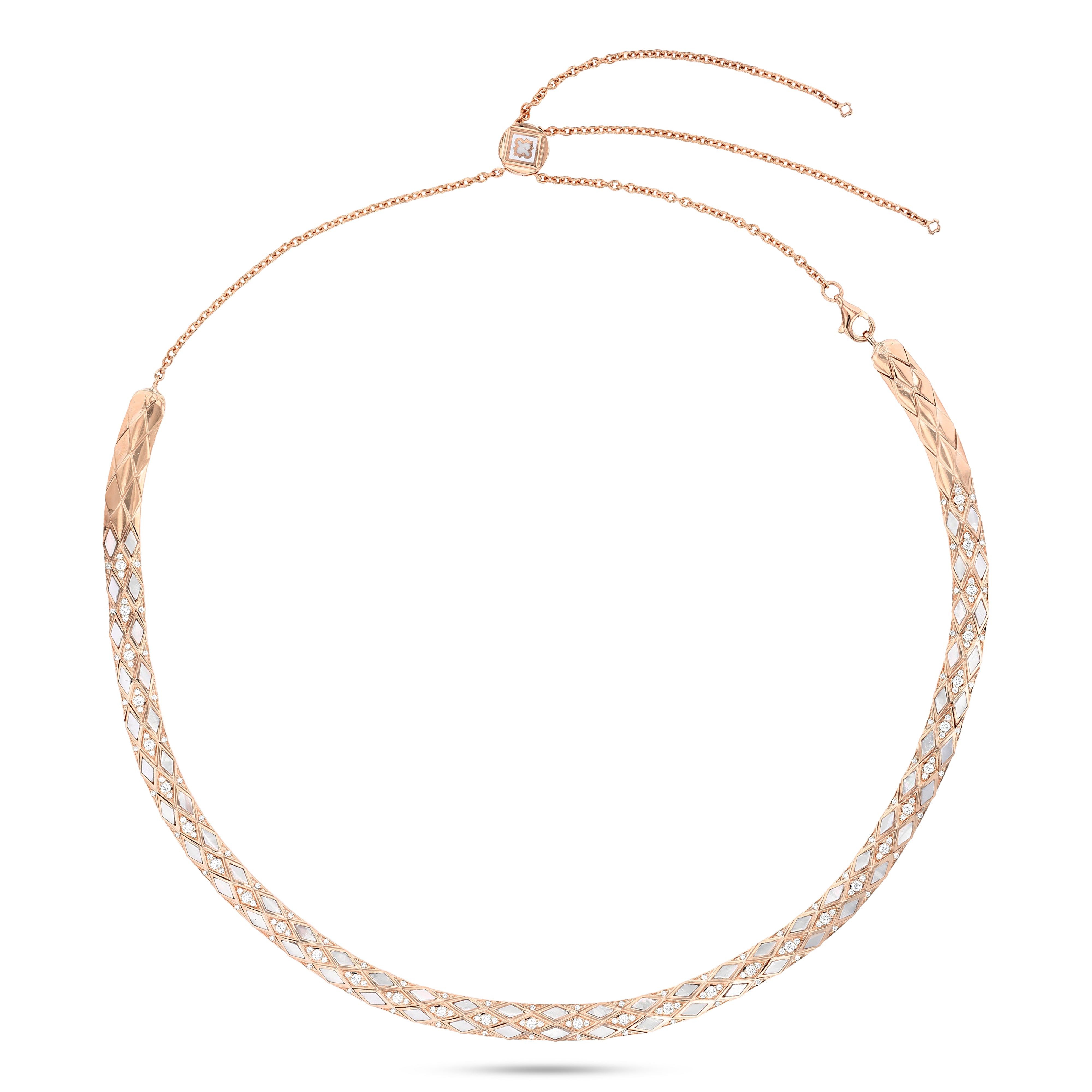 Eternity Diamond & Mother of Pearl Necklace- Rose Gold