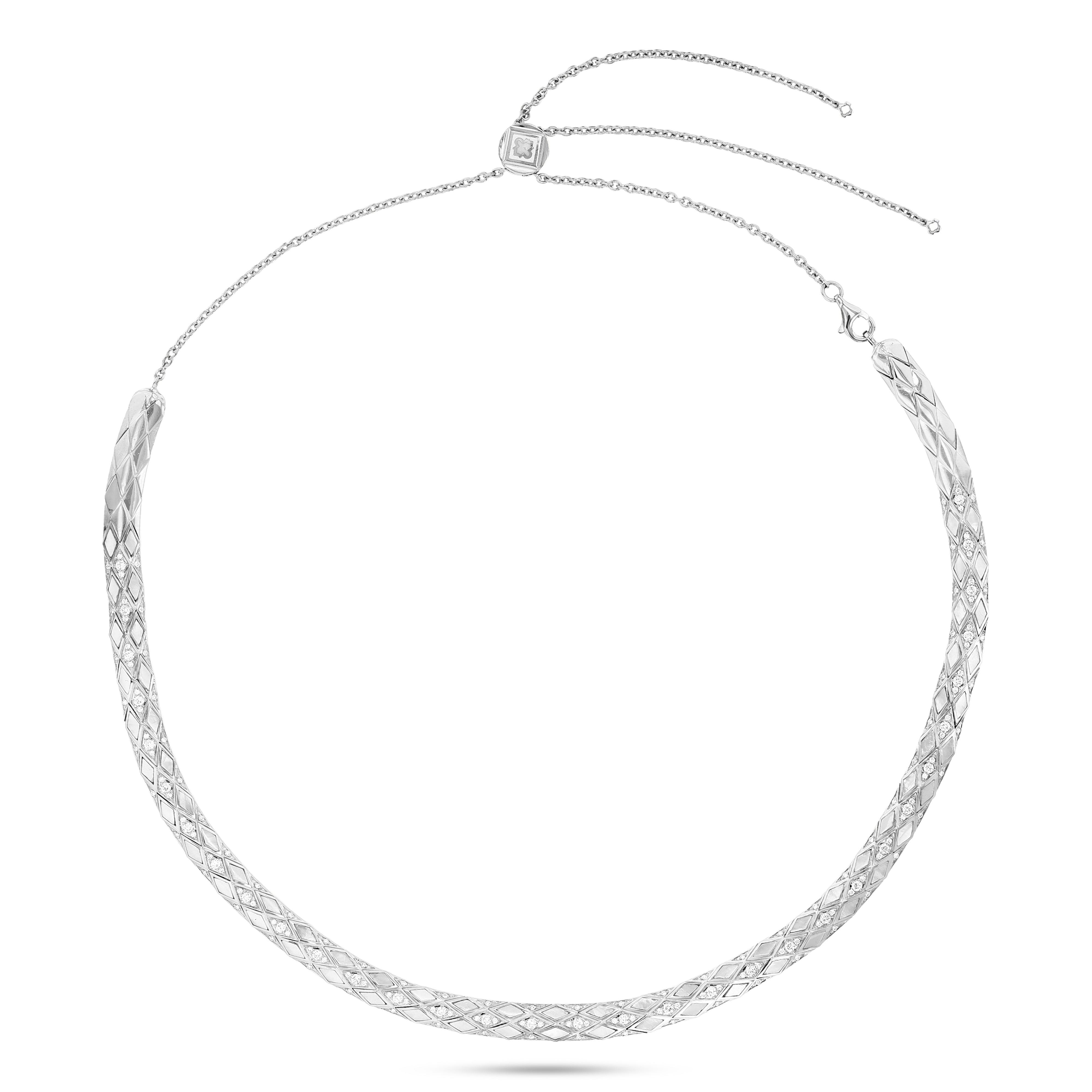 Eternity Diamond & Mother of Pearl Necklace#Gold_White Gold
