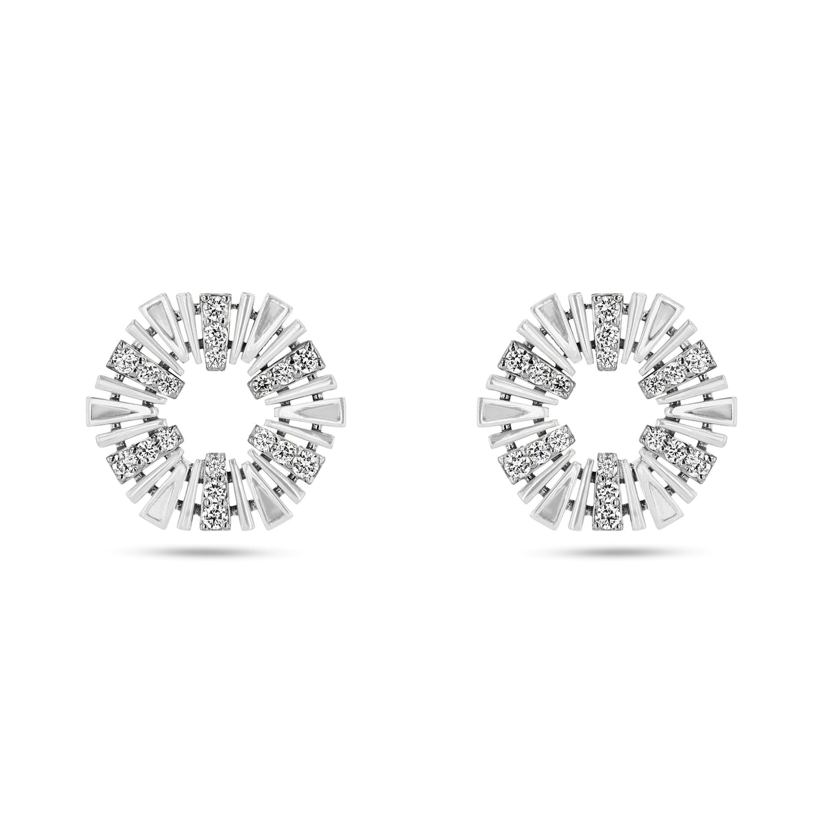 Al Fajr Shurooq Small Stud Earrings#Gold_White Gold