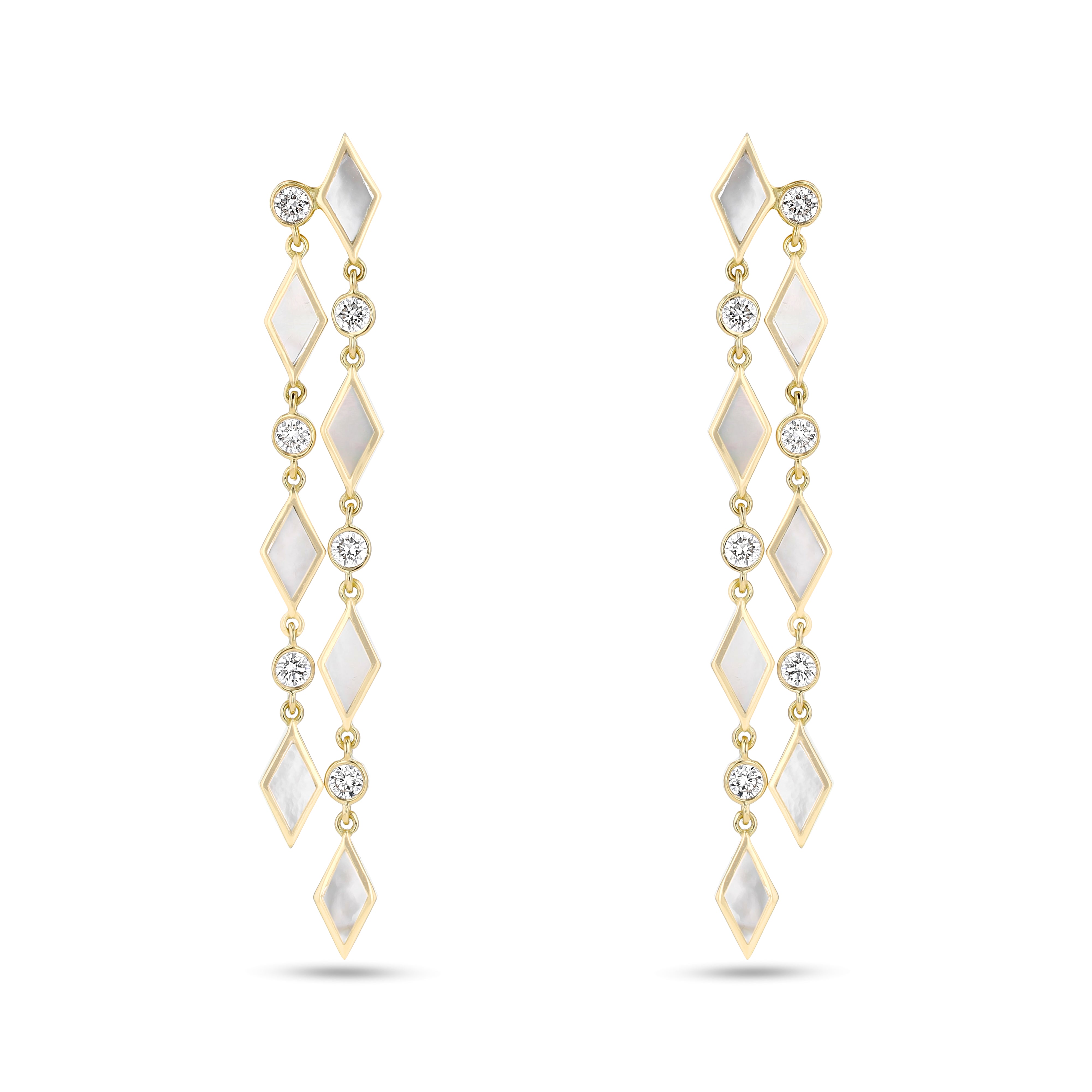 Eternity Hanging Earrings – Mother of Pearl | Yellow Gold