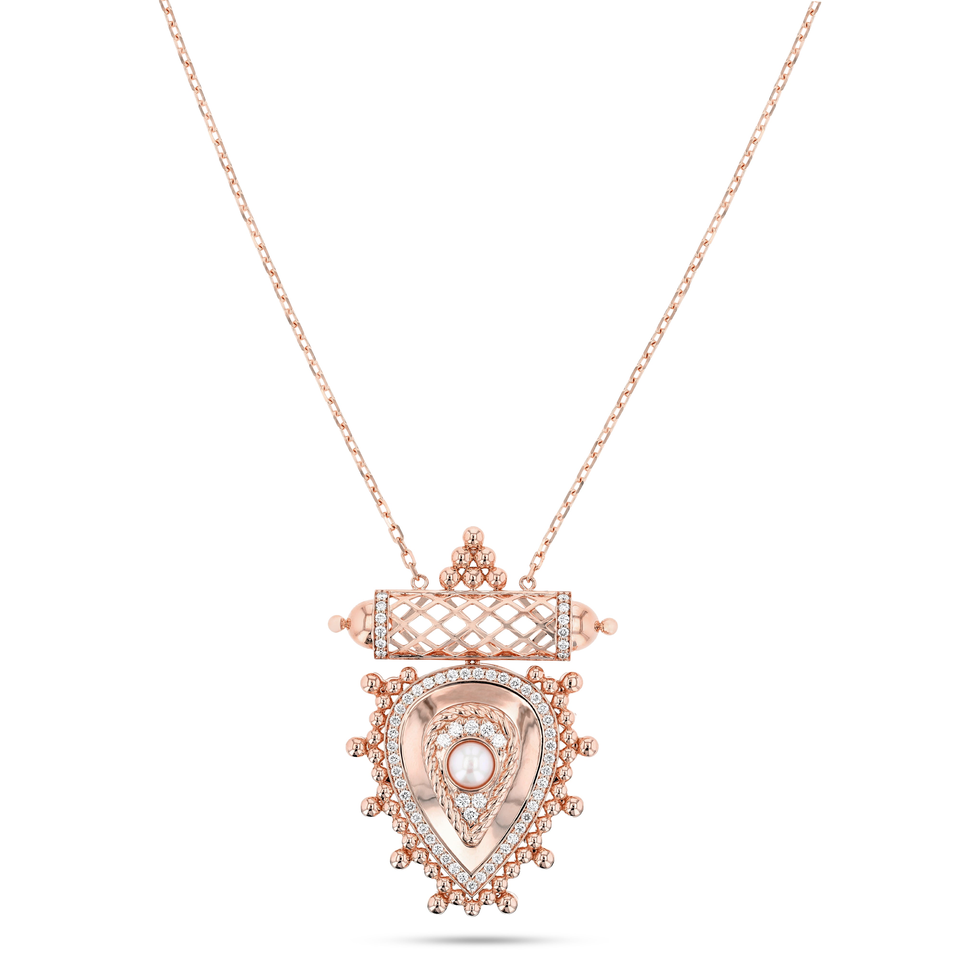 Al Qasr Medium Pendant – Pearl | Rose Gold
