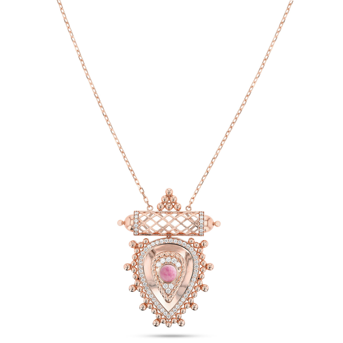 Al Qasr Medium Pendant Pearl — Rose Quartz#Stone_Rose Quartz
