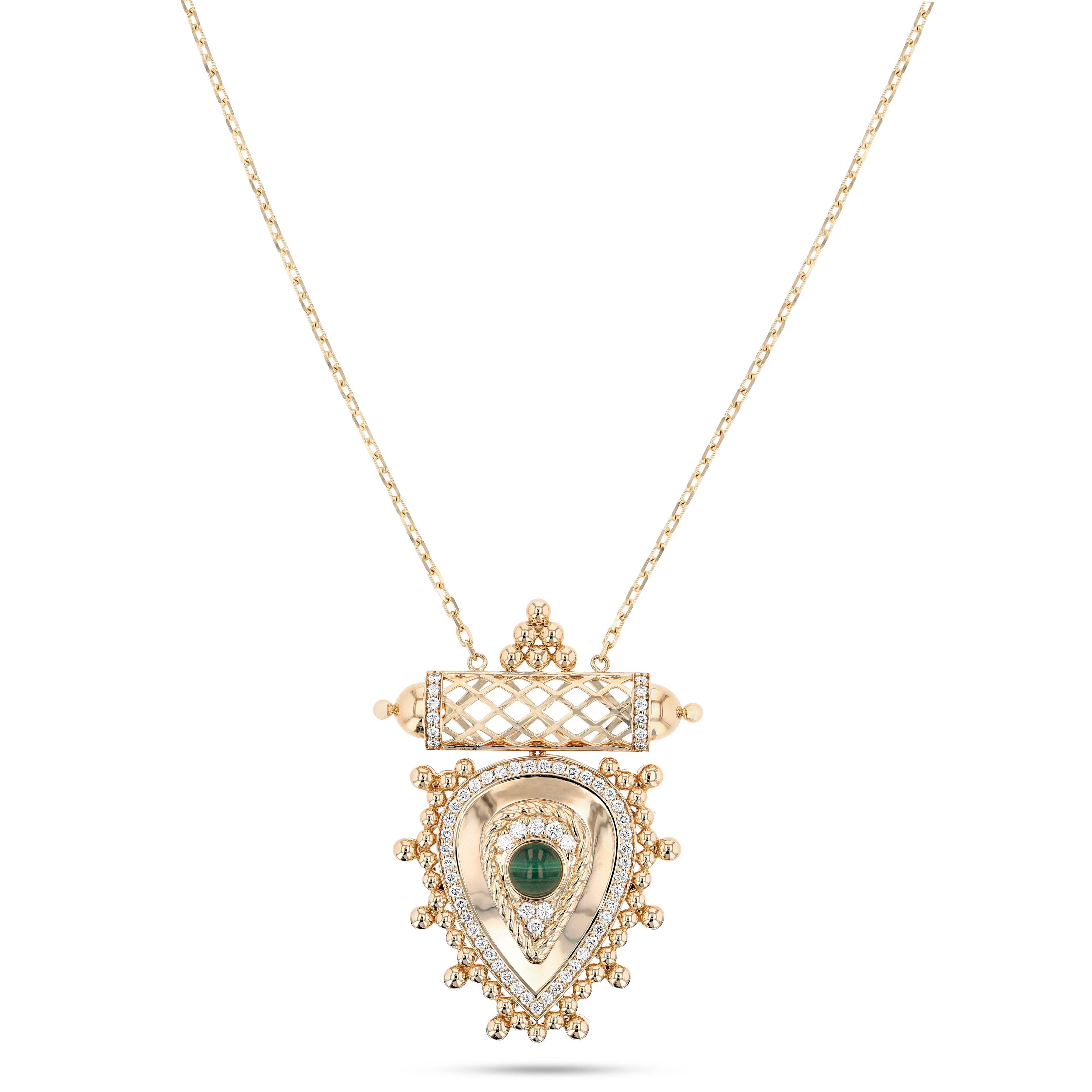 Al Qasr Medium Pendant – Malachite | Yellow Gold