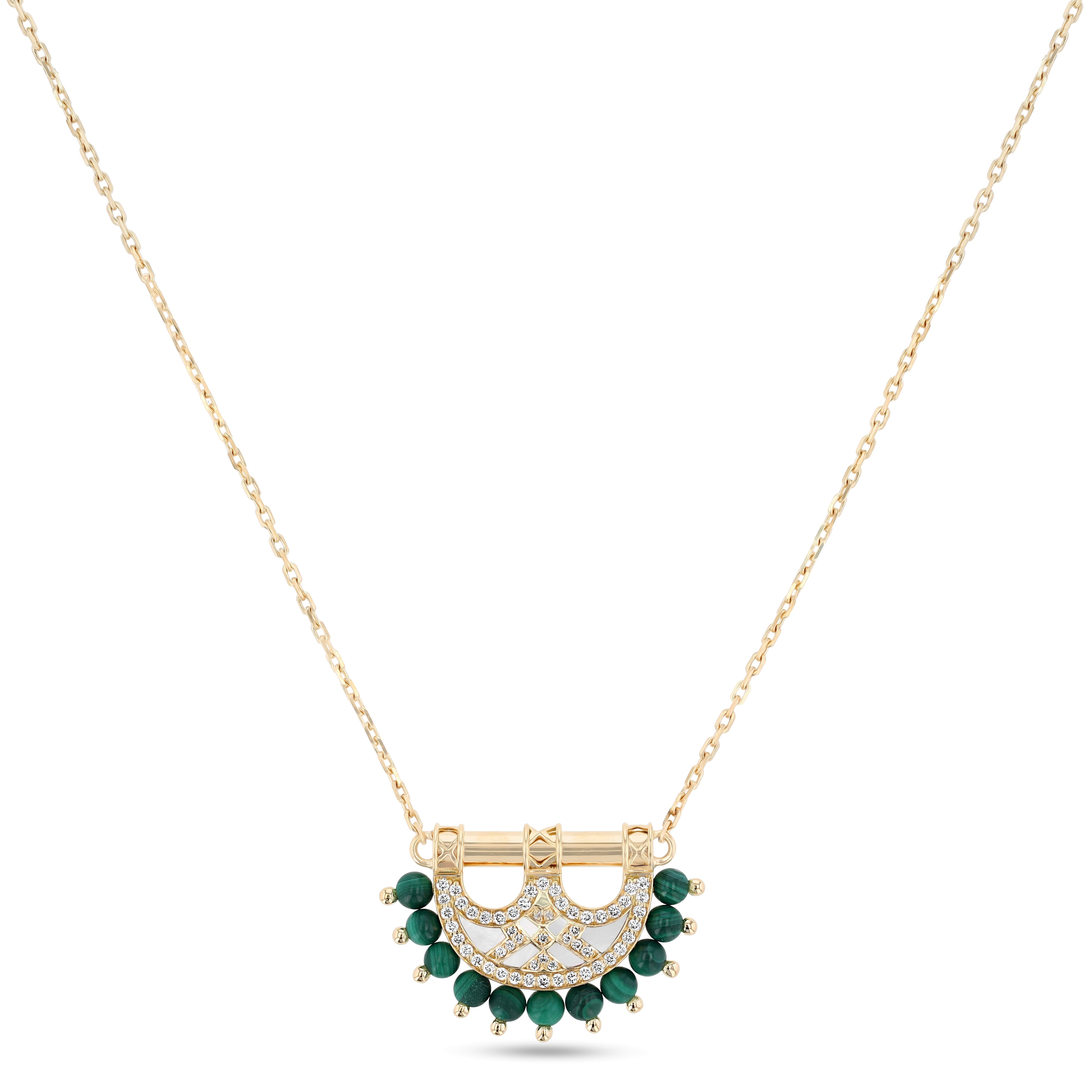 Heritage Mosaic Mini Pendant – Yellow Gold, Malachite