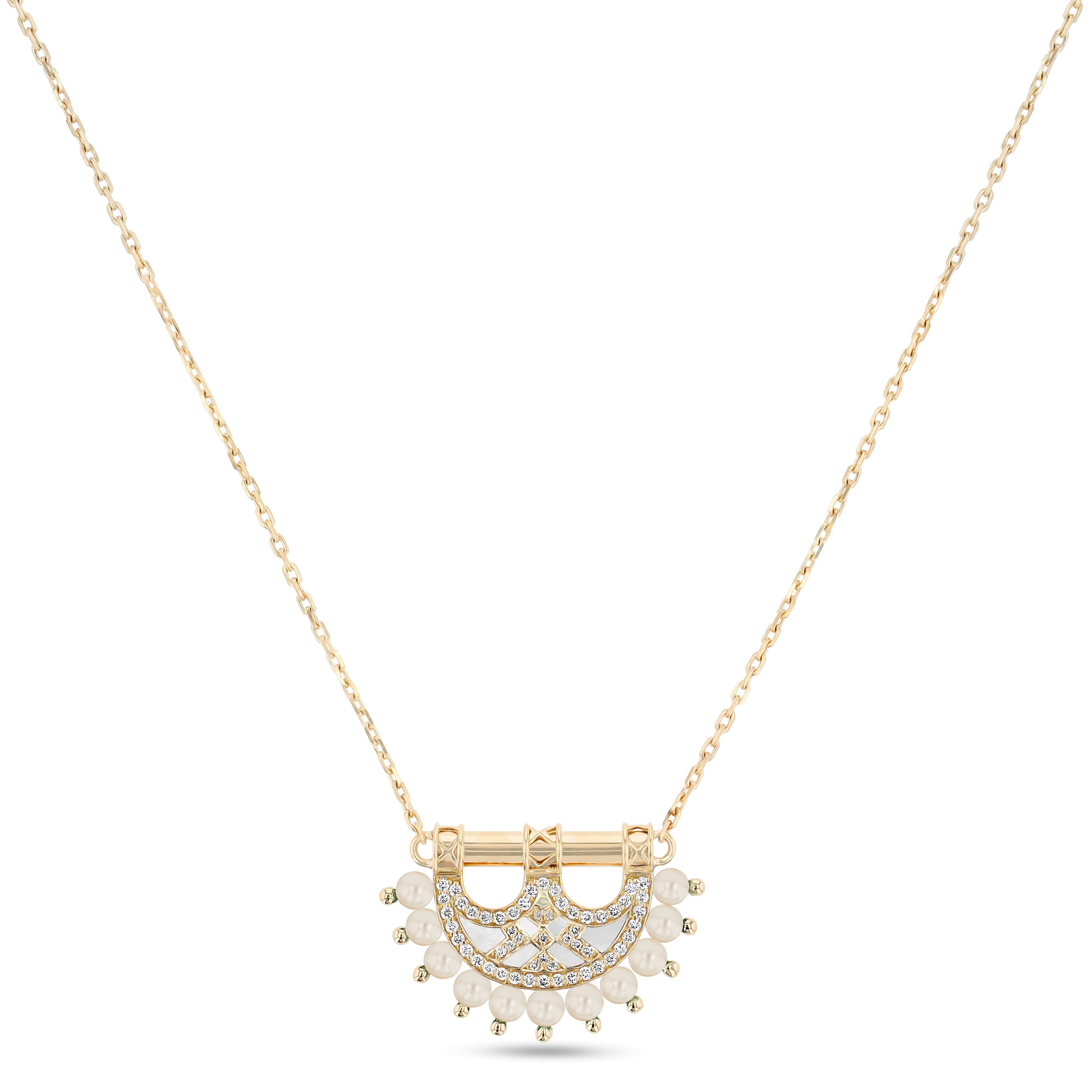 Heritage Mosaic Mini Pendant – Yellow Gold, Pearl