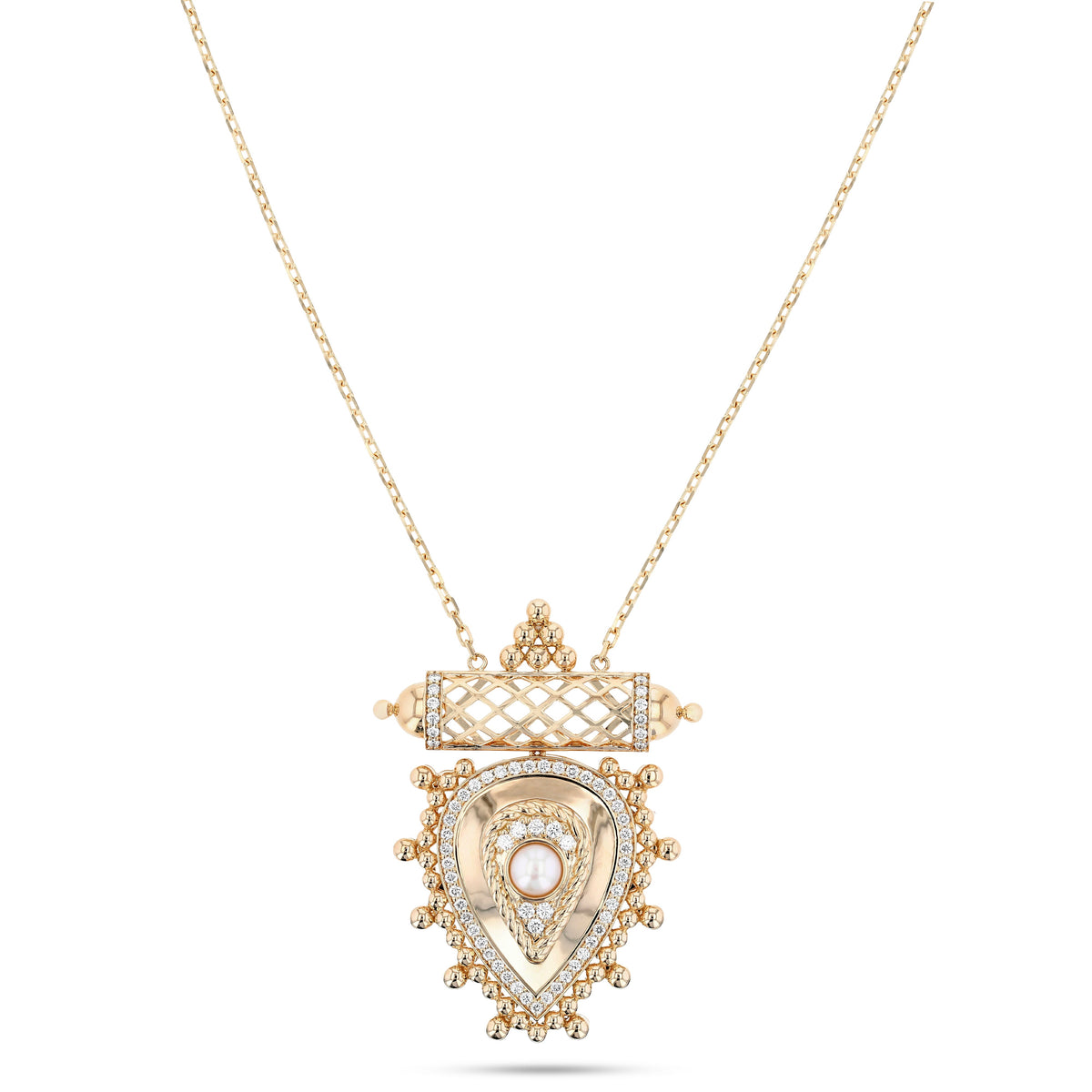 Al Qasr Medium Pendant Pearl#Gold_Yellow Gold