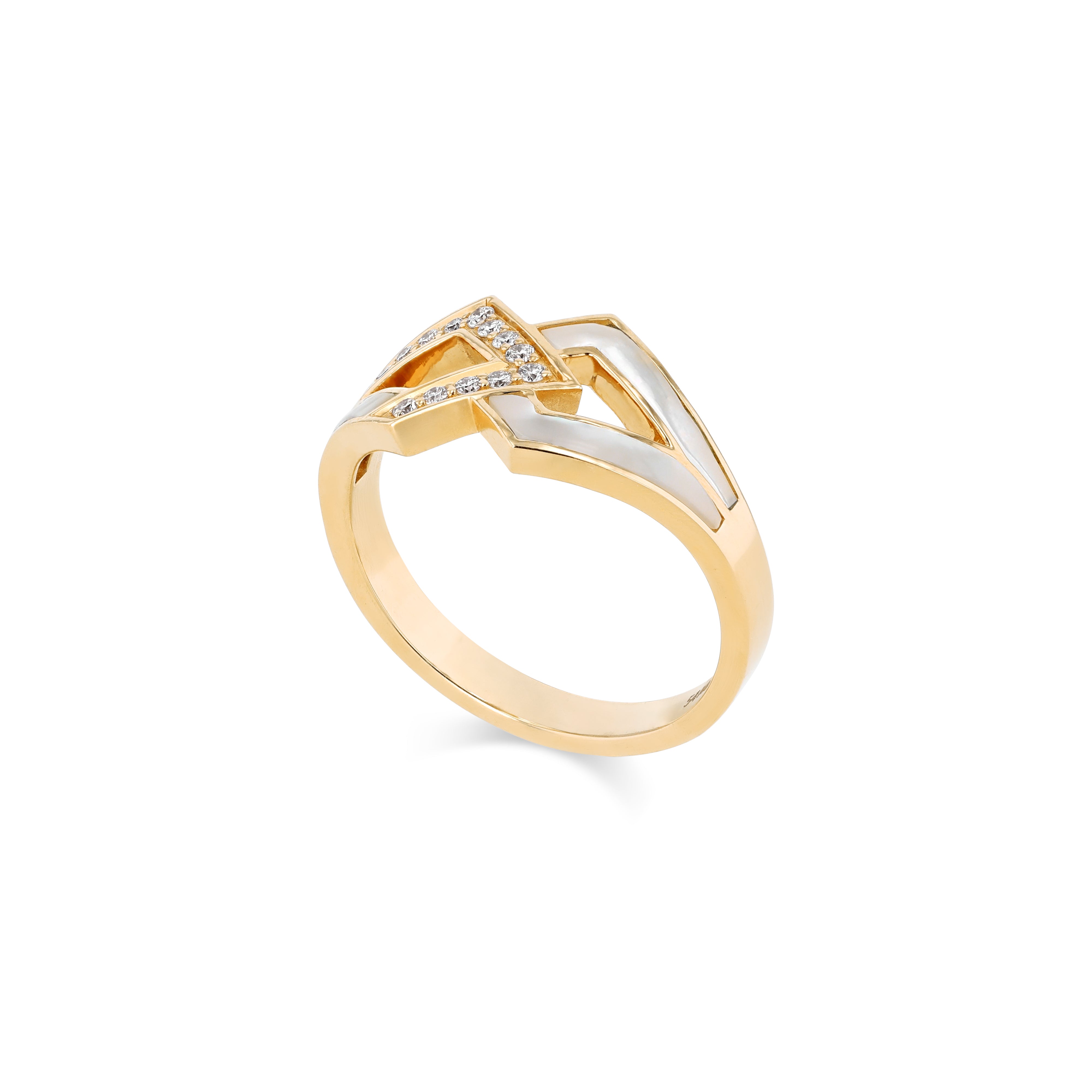 Eternity Edge Ring – Mother of Pearl | Yellow Gold