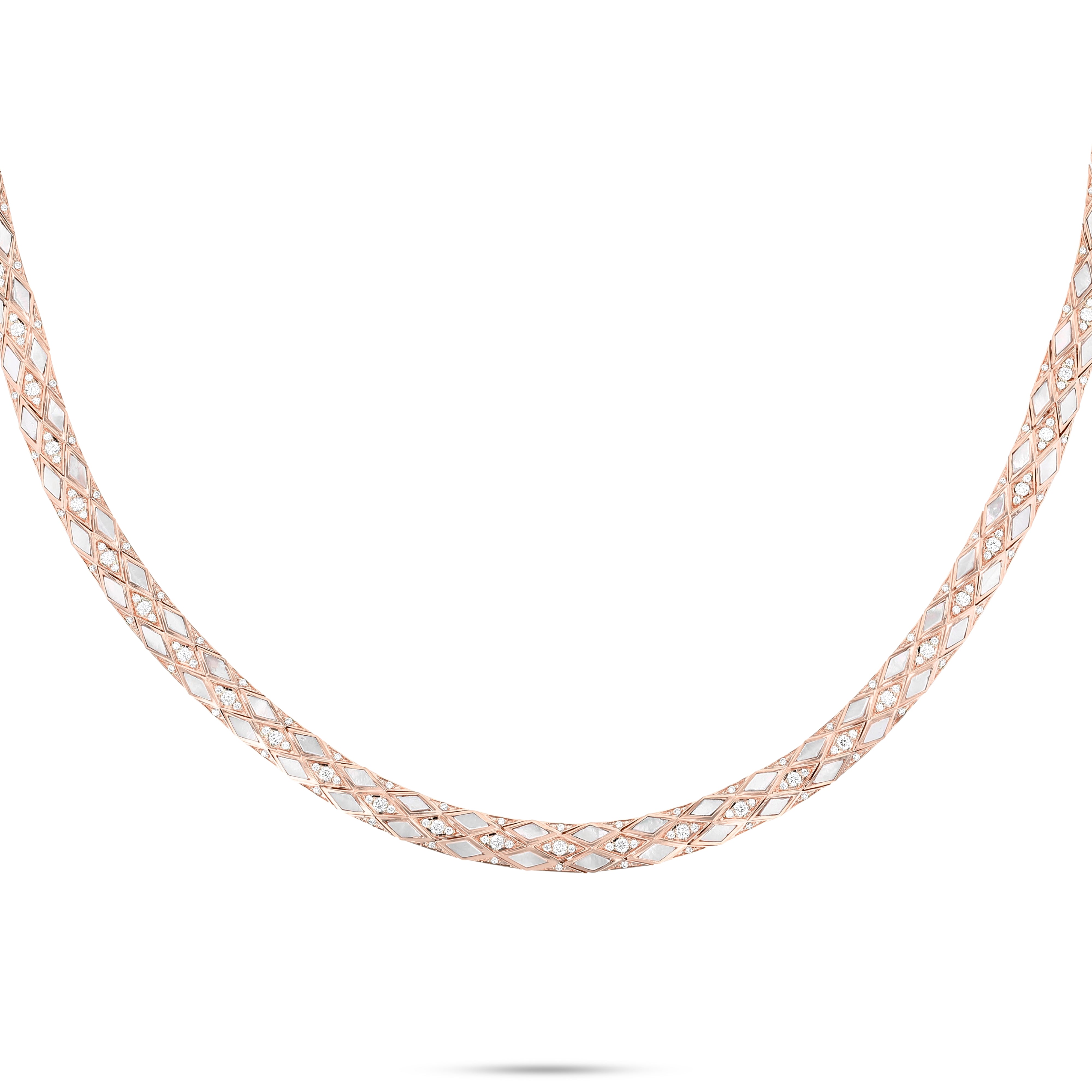 Eternity Diamond & Mother of Pearl Necklace- Rose Gold