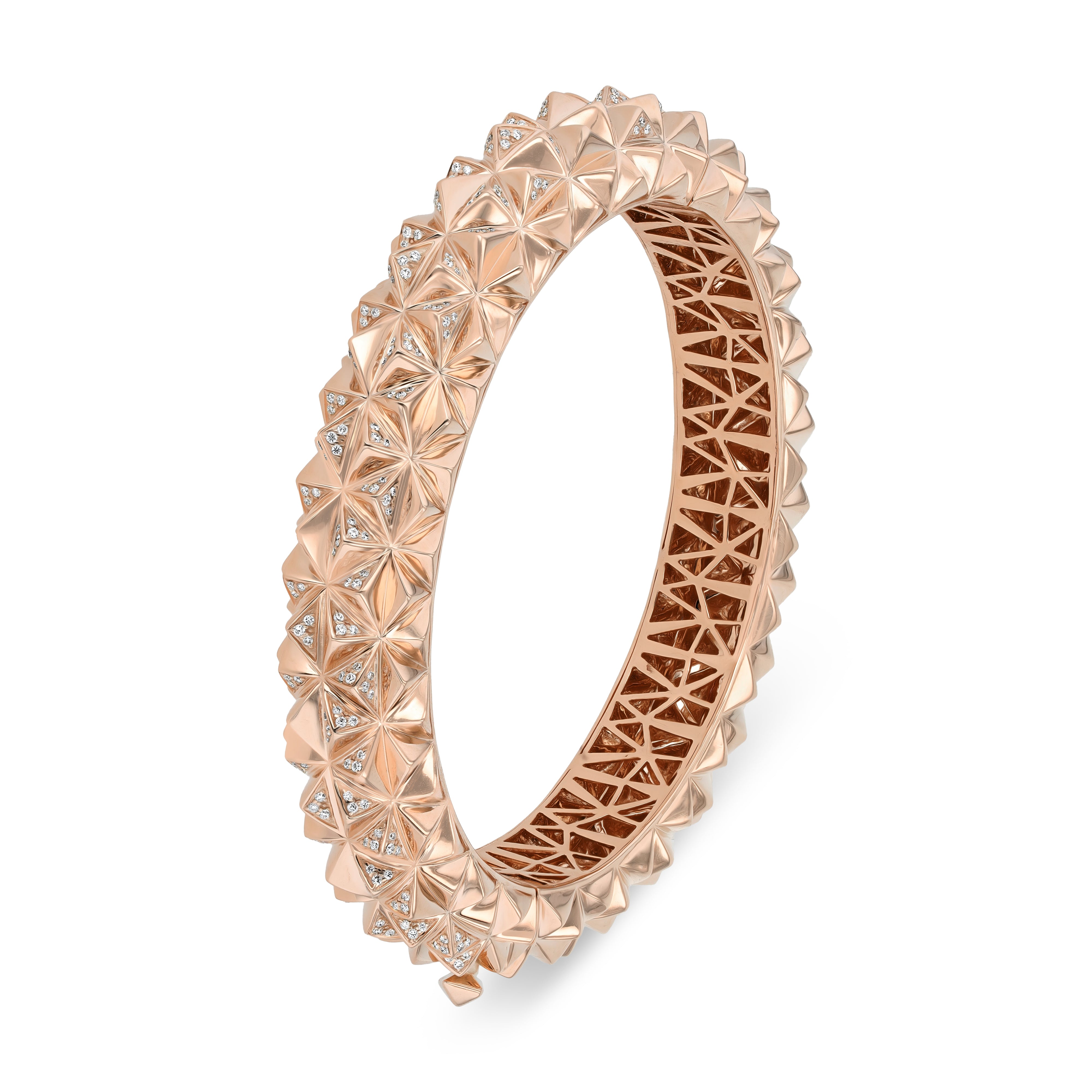 Tilal Noor Half Diamond Bangle – Rose Gold