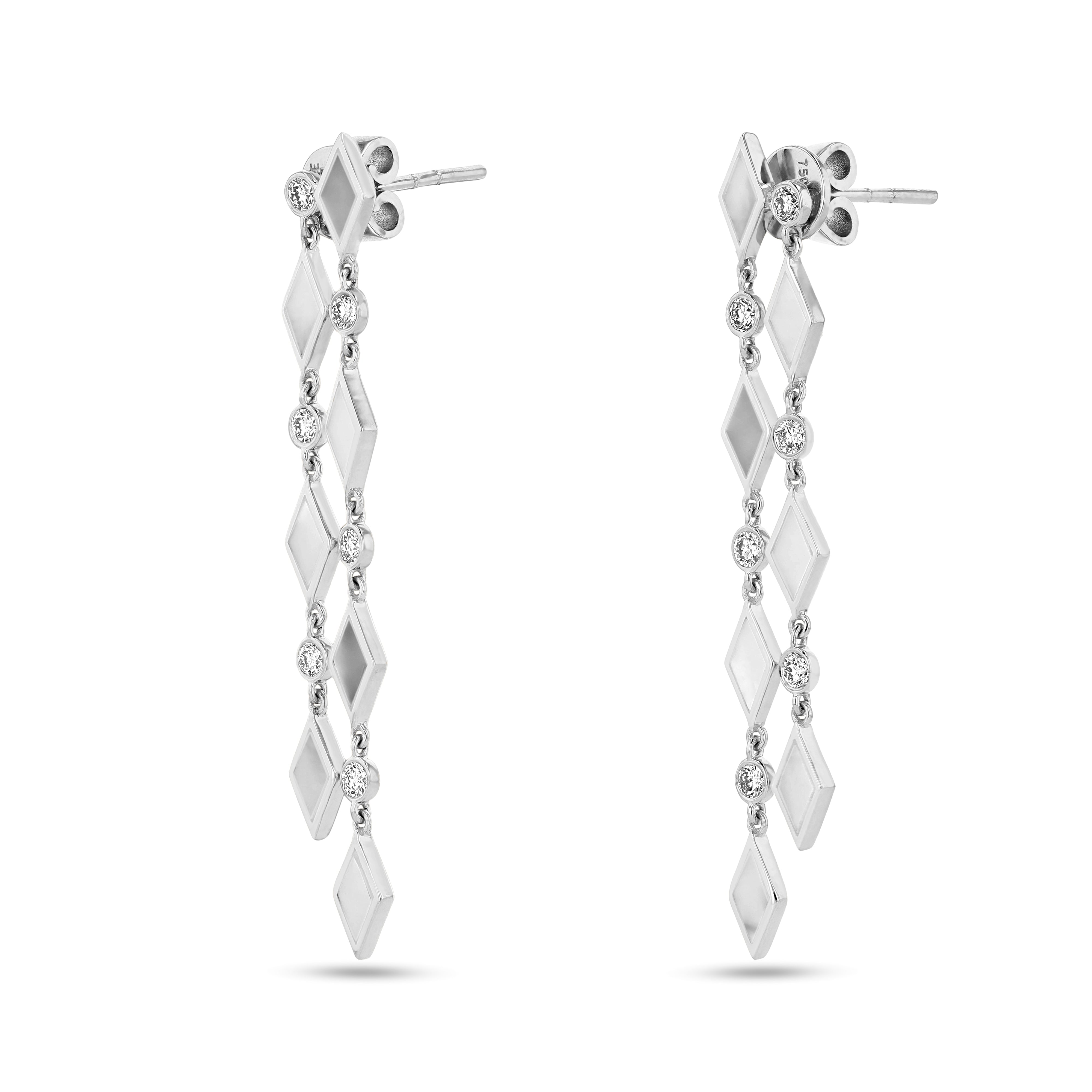 Eternity Hanging Earrings – Mother of Pearl | White Gold