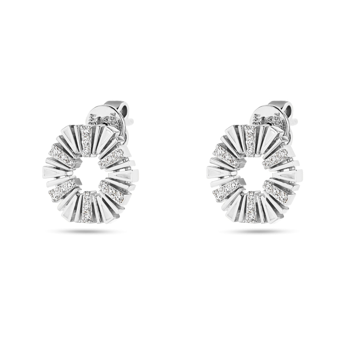 Al Fajr Shurooq Small Stud Earrings#Gold_White Gold
