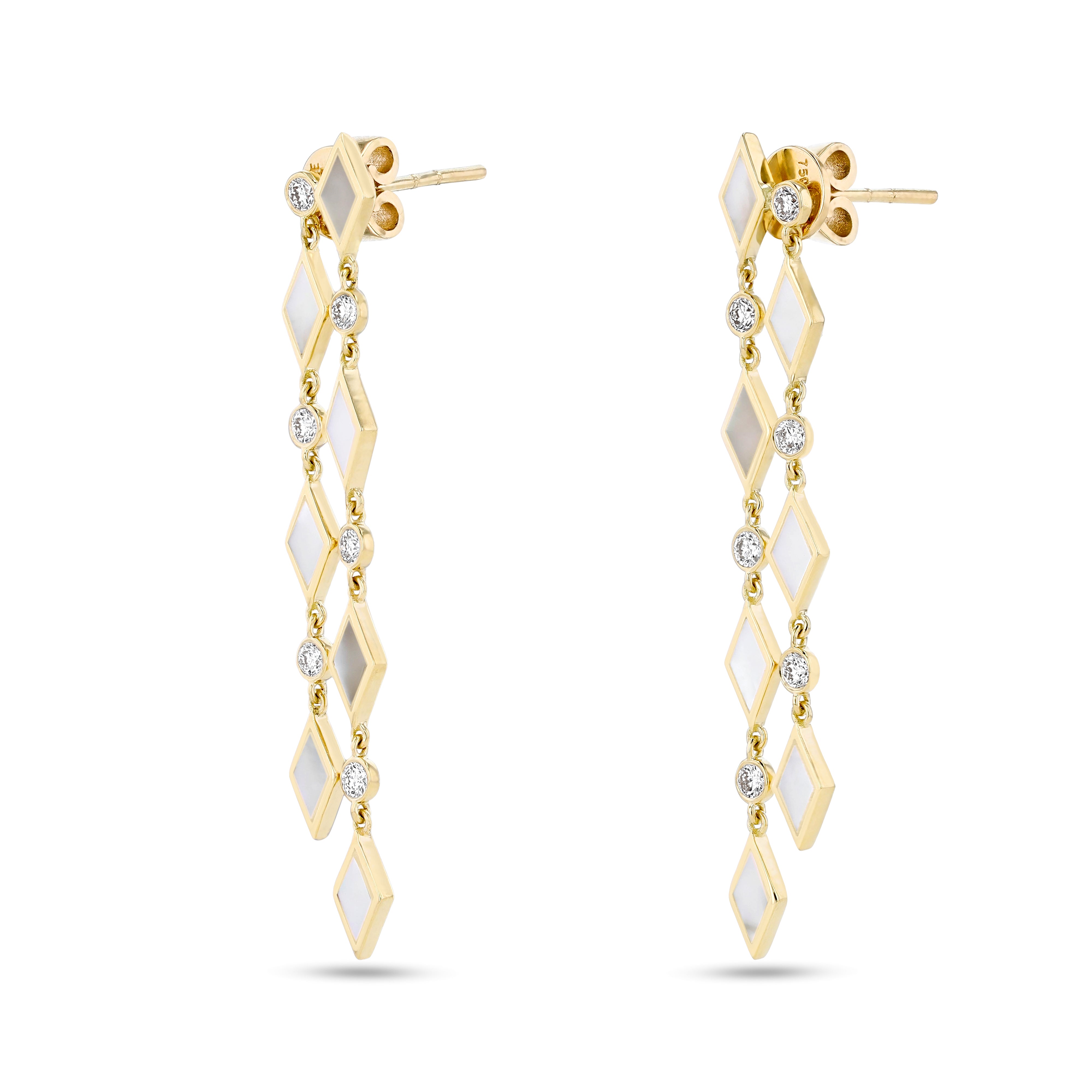 Eternity Hanging Earrings – Mother of Pearl | Yellow Gold