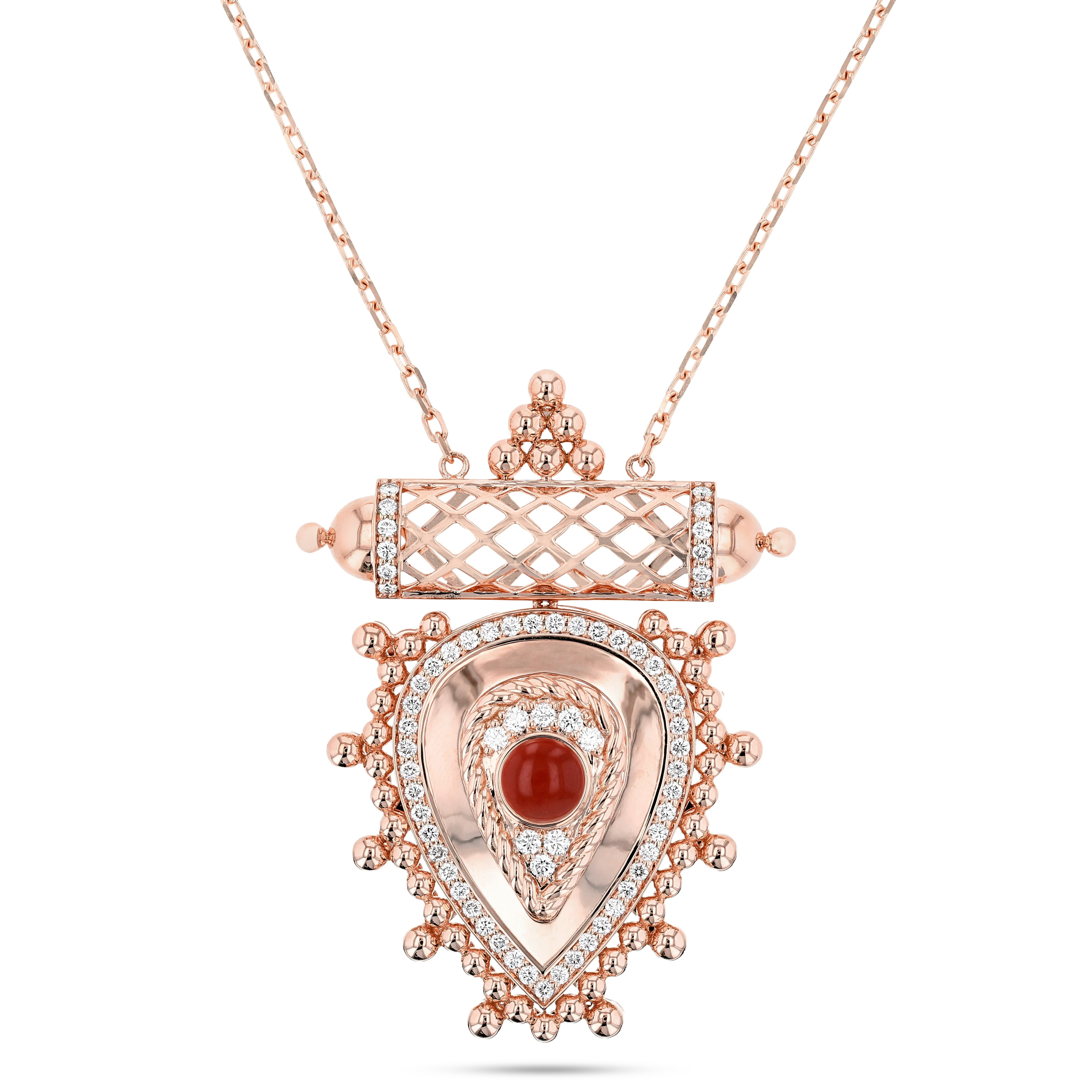 Al Qasr Medium Pendant – Agate | Rose Gold