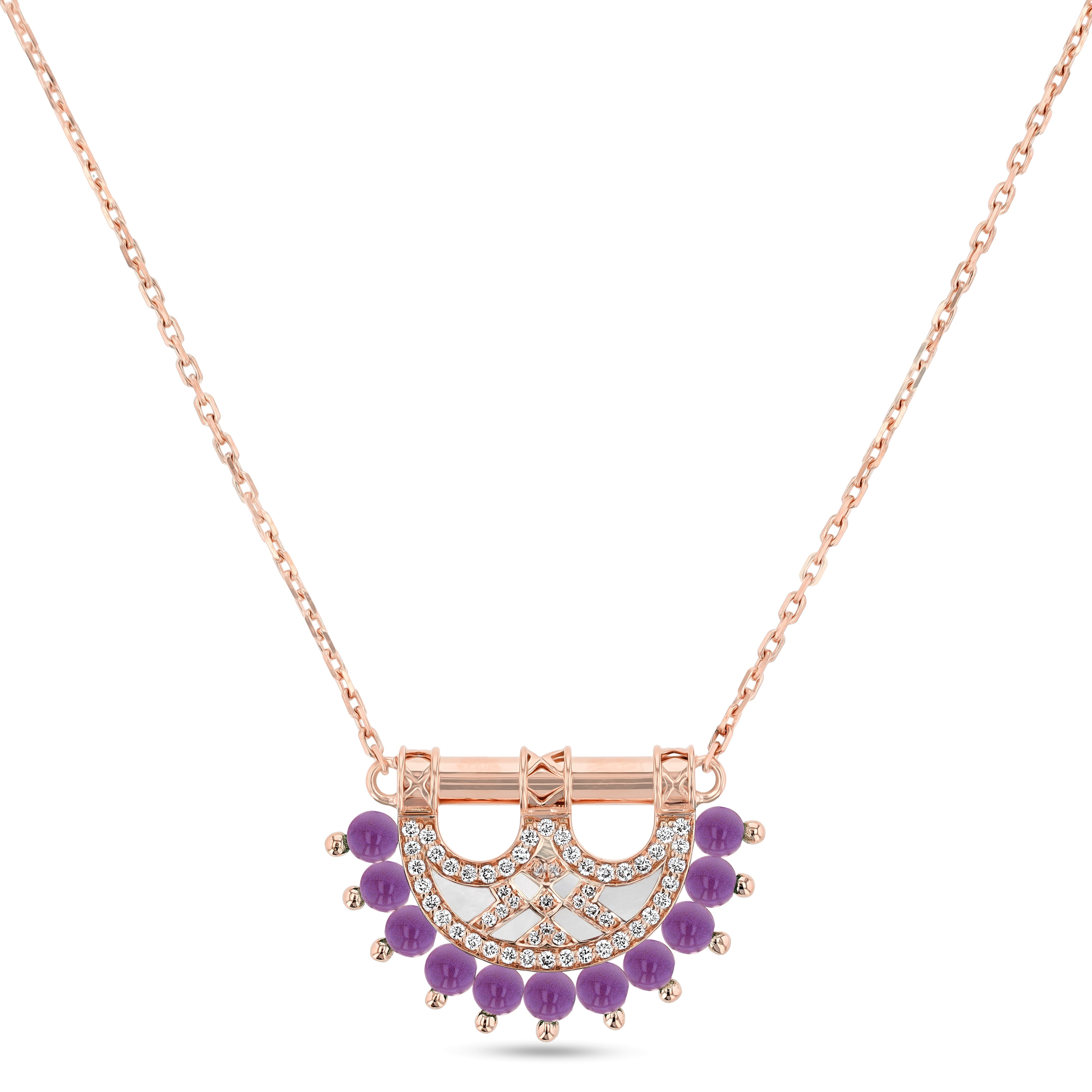 Heritage Mosaic Mini Pendant – Rose Gold, Amethyst