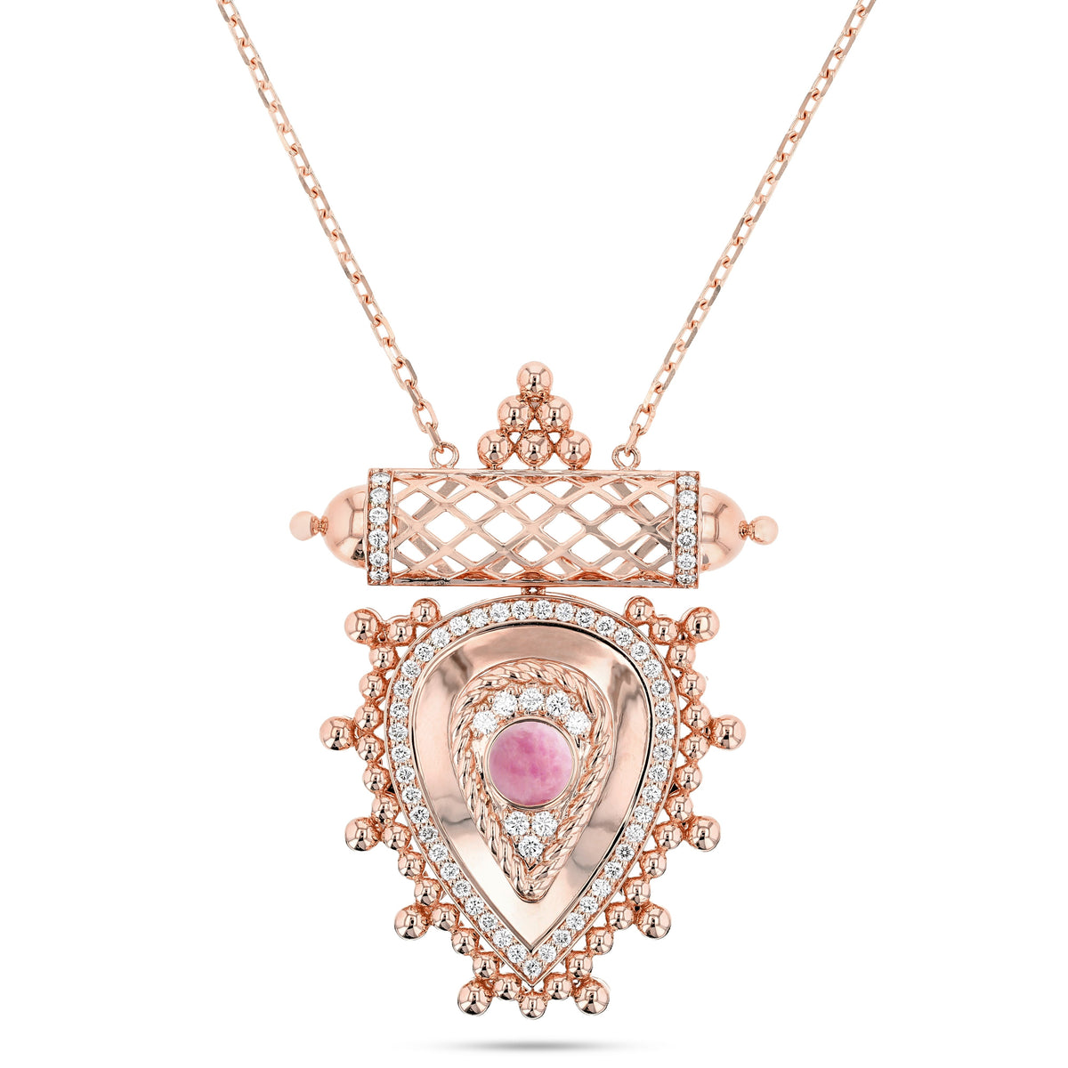 Al Qasr Medium Pendant Pearl — Rose Quartz#Stone_Rose Quartz