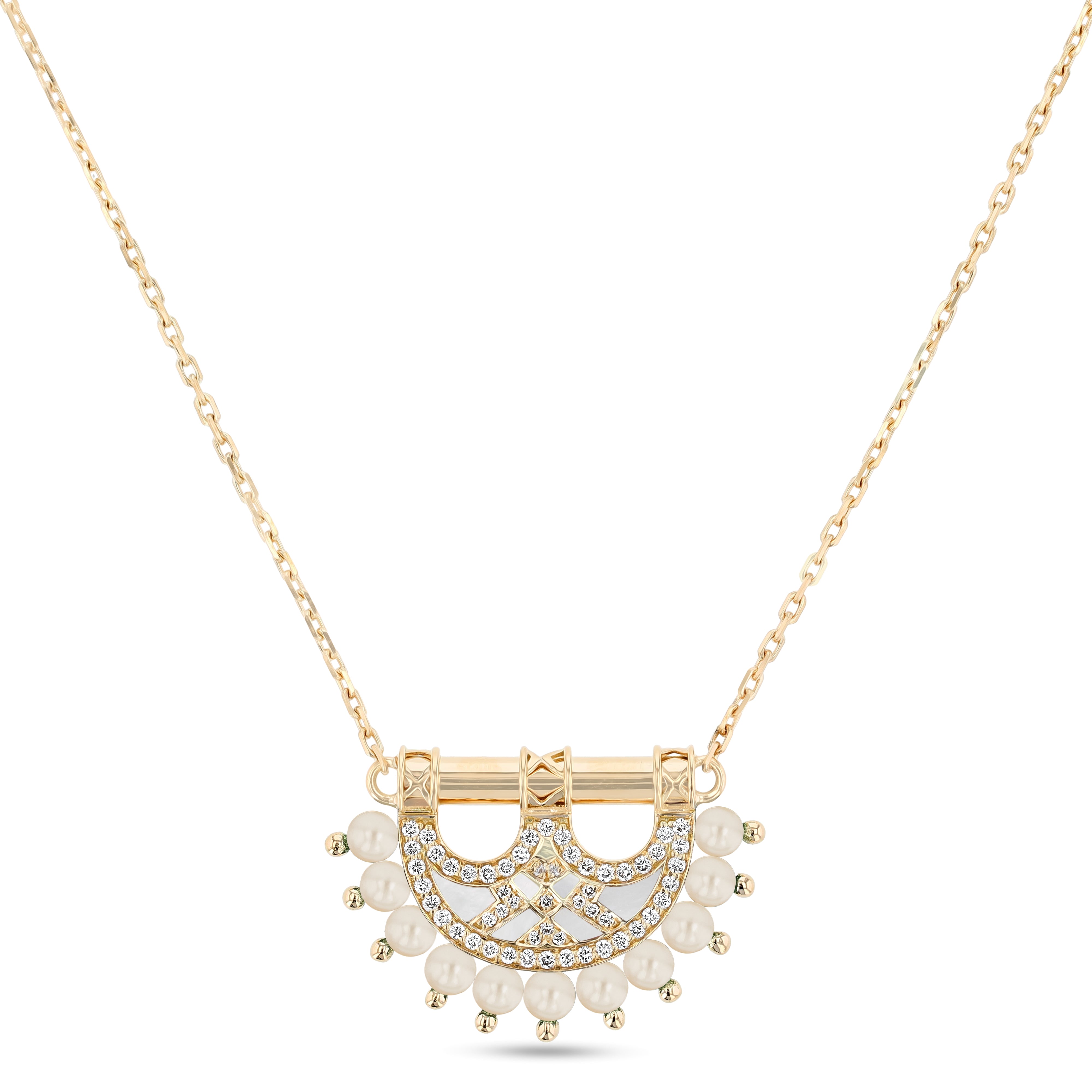 Heritage Mosaic Mini Pendant – Yellow Gold, Pearl