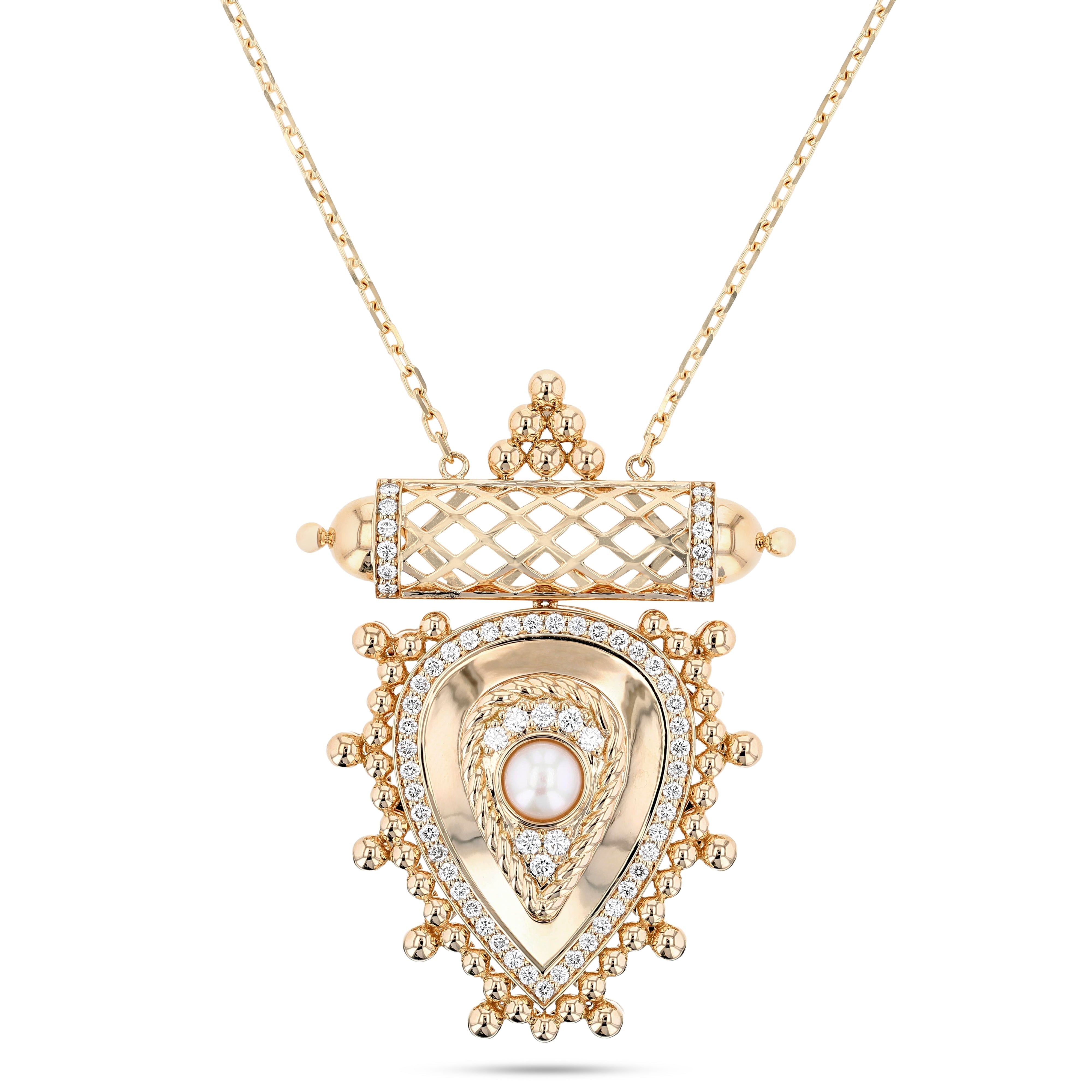 Al Qasr Medium Pendant Pearl#Gold_Yellow Gold