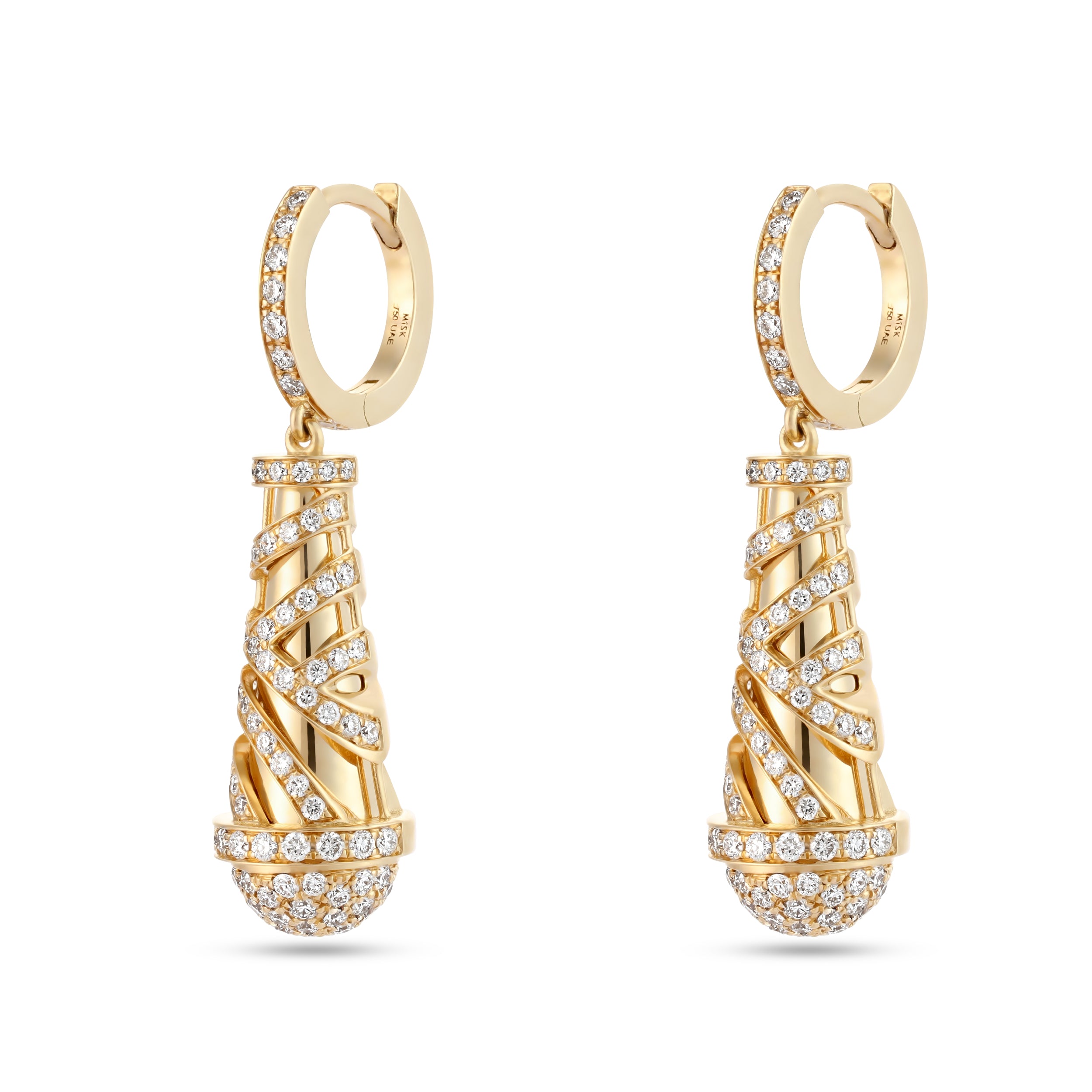 Palm Hanging Full Diamond Small Earrings