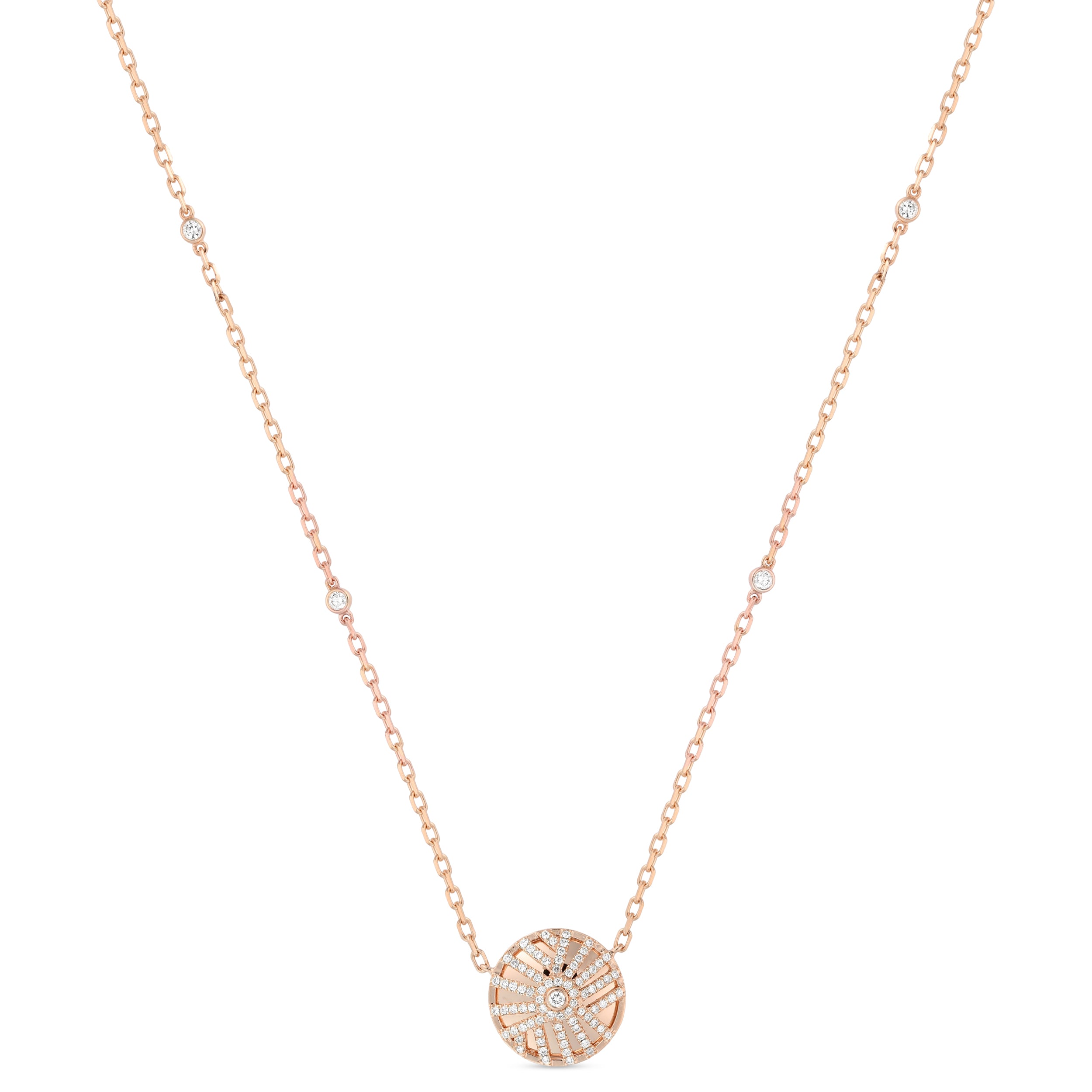 Palm Small White Gold Round Pendant
