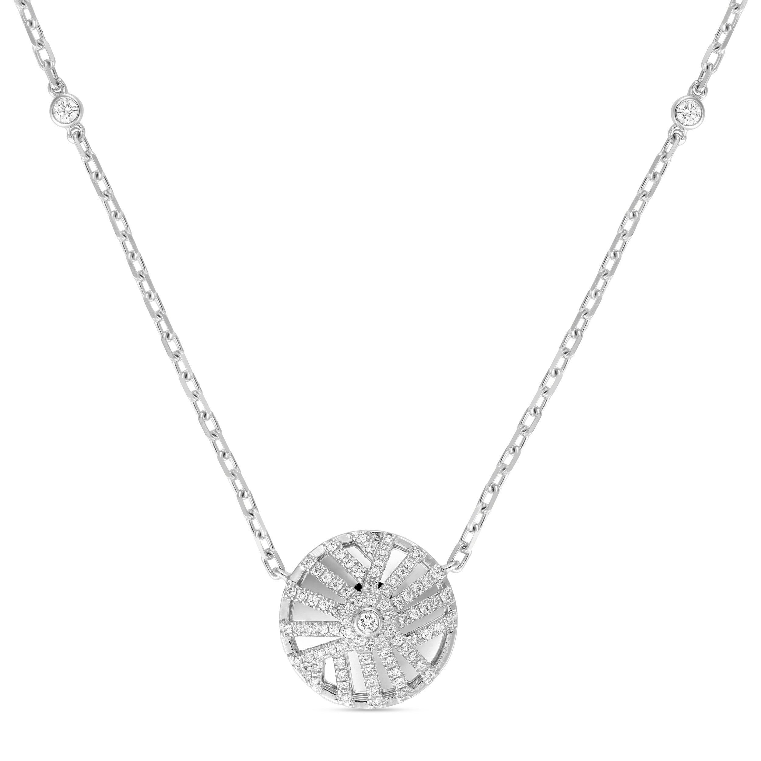 Palm Small White Gold Round Pendant