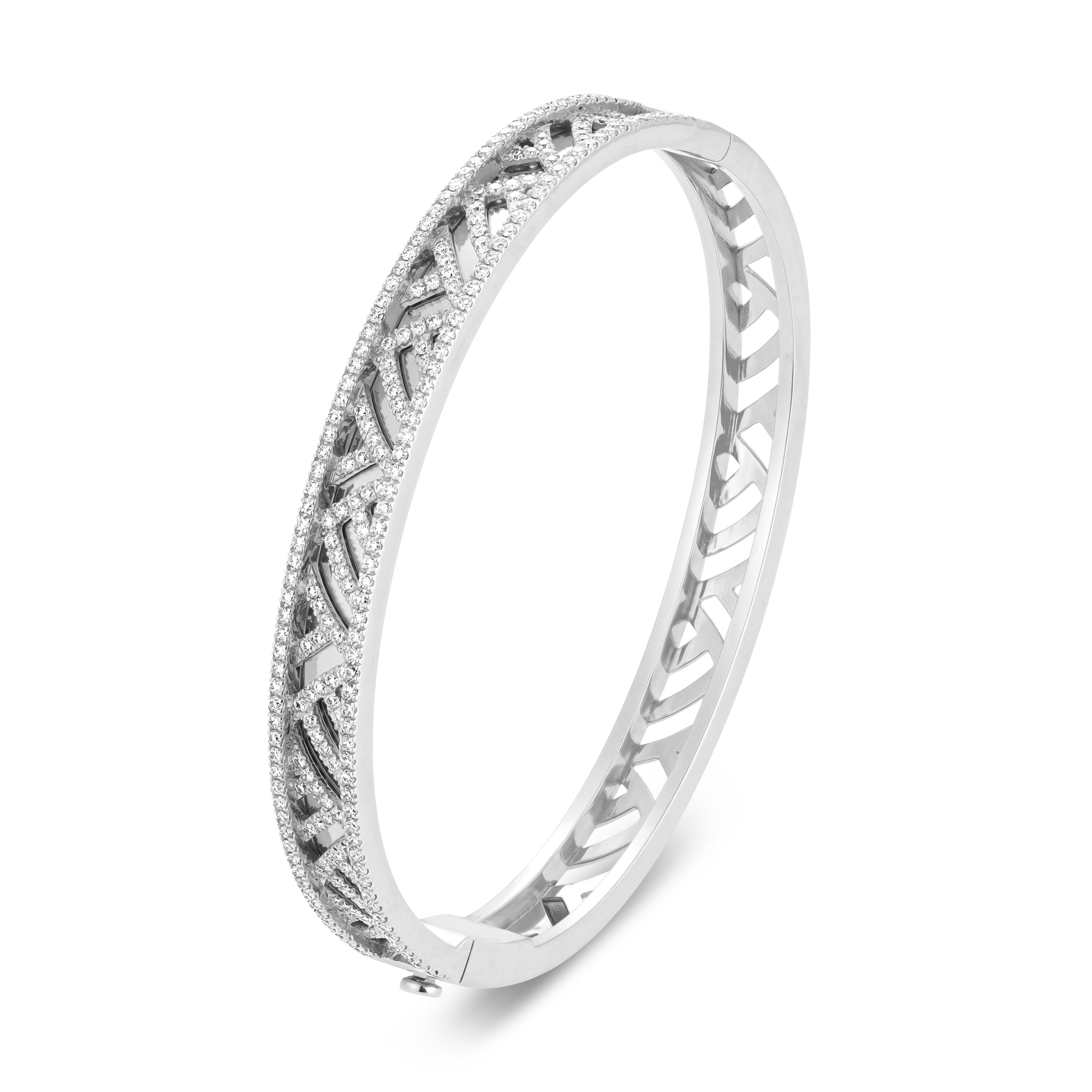 Palm Full Diamond White Gold Bangle