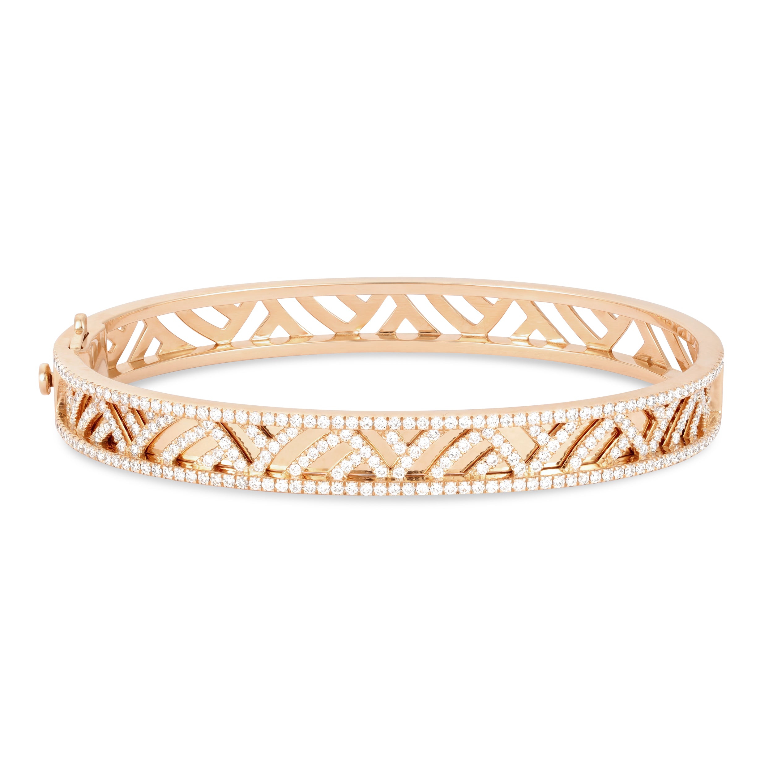 Palm Full Diamond Rose Gold Bangle