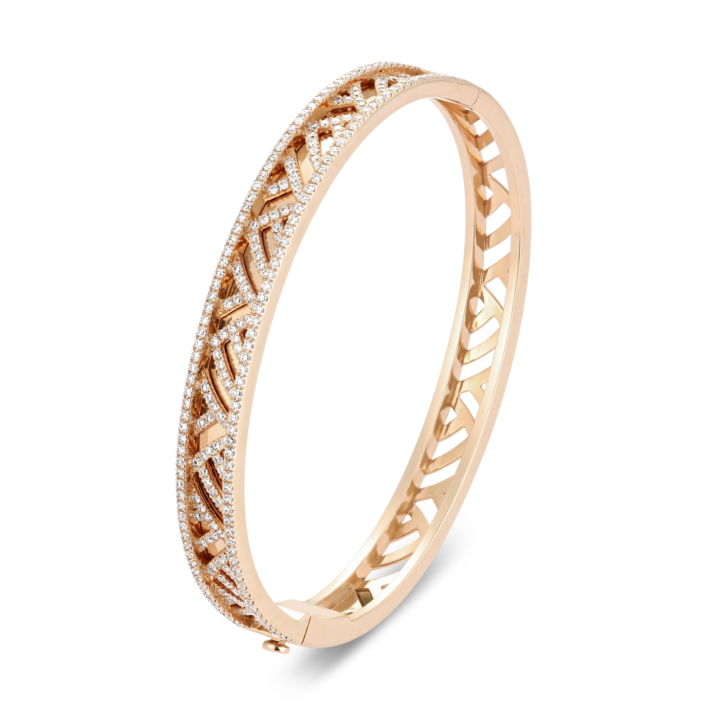Palm Full Diamond Rose Gold Bangle