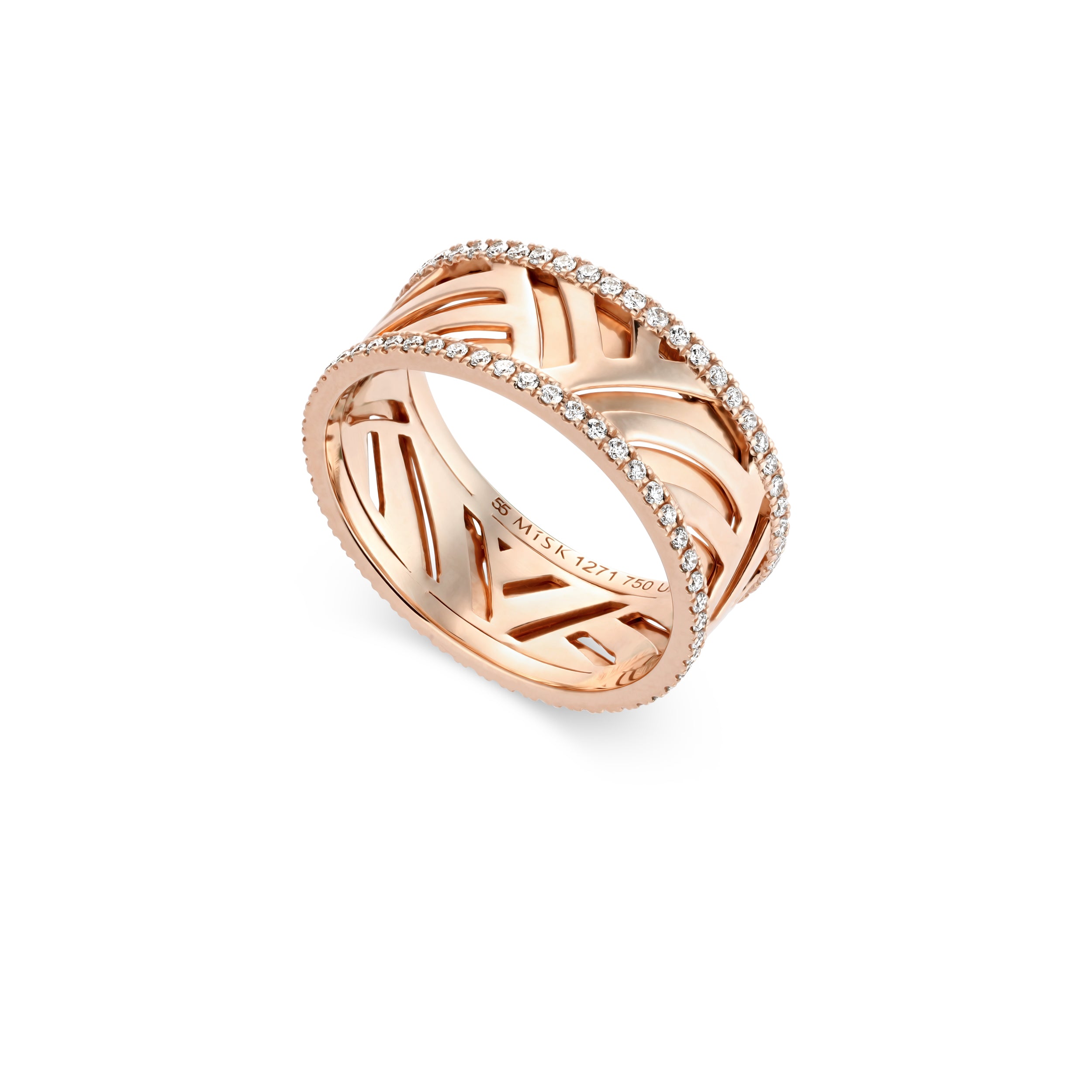 Palm Border Diamond Rose Gold Band