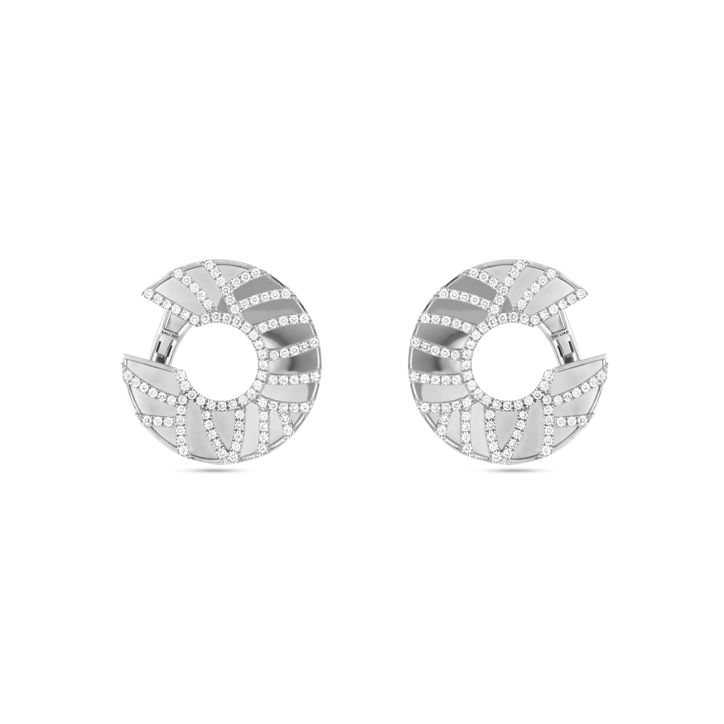 Palm Large White Gold Hoop Earrings