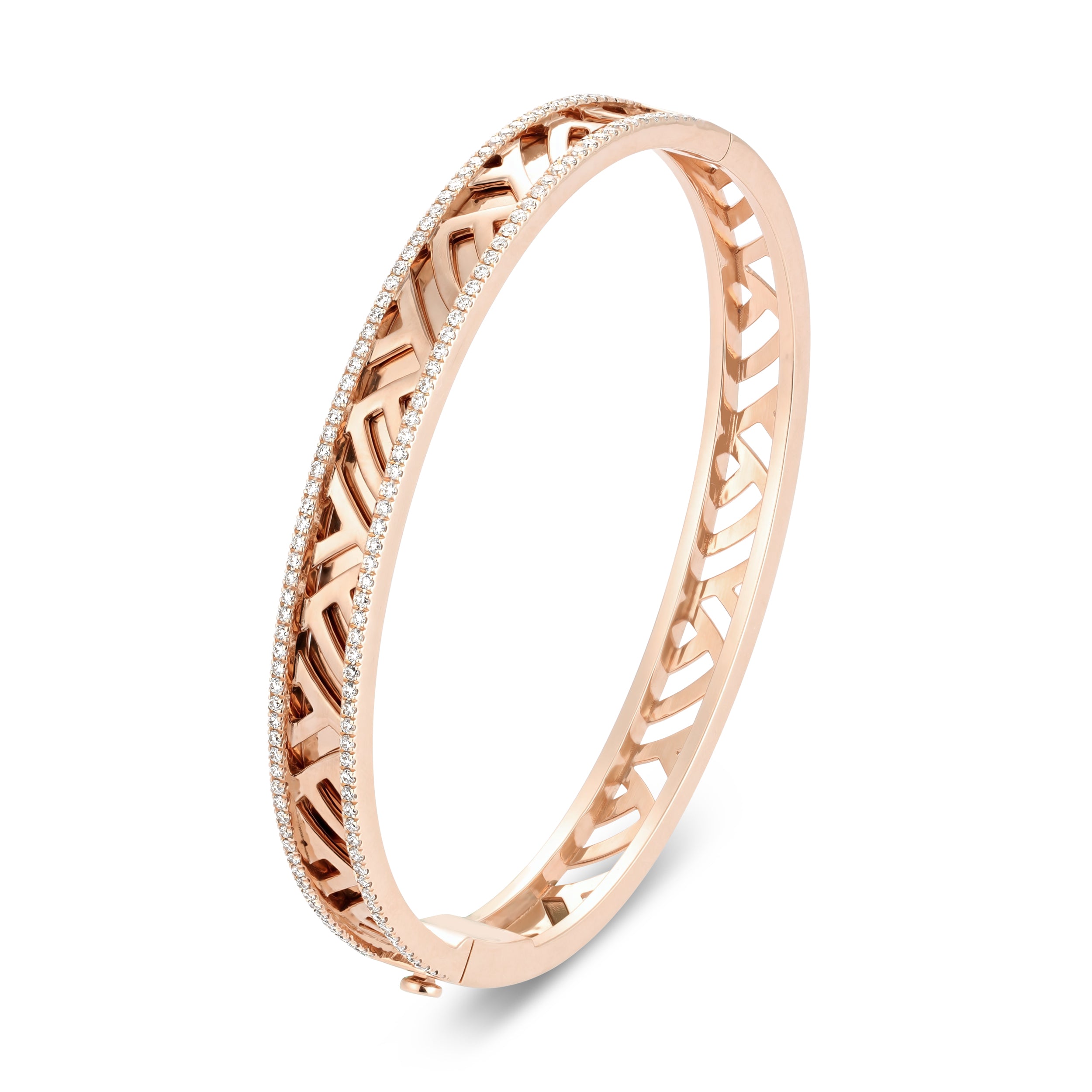 Palm Border Diamond Rose Gold Bangle